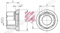 Гайка М22*1.5 колеса с юбкой SW32 H=27