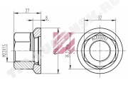 Гайка М22*1.5 колеса с юбкой SW32 H=27