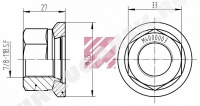 Гайка колеса 7/8``-11BSF/SW33 H27