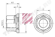 Гайка М22*1.5 колеса с юбкой SW32 H=31