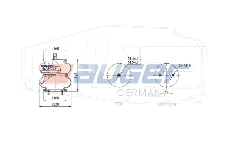 AUGAU 34225-2P13, Многоэтажная Пневмоподушка — Auger