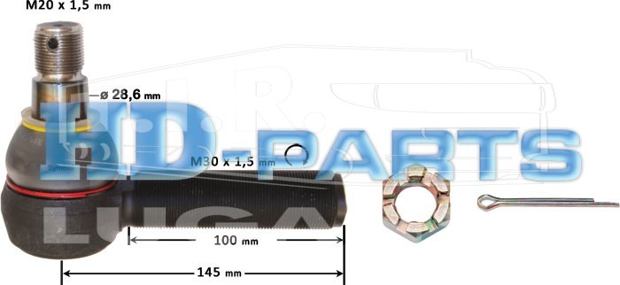107025, Наконечник рулевой тяги M30*1,5 прав — HD-parts