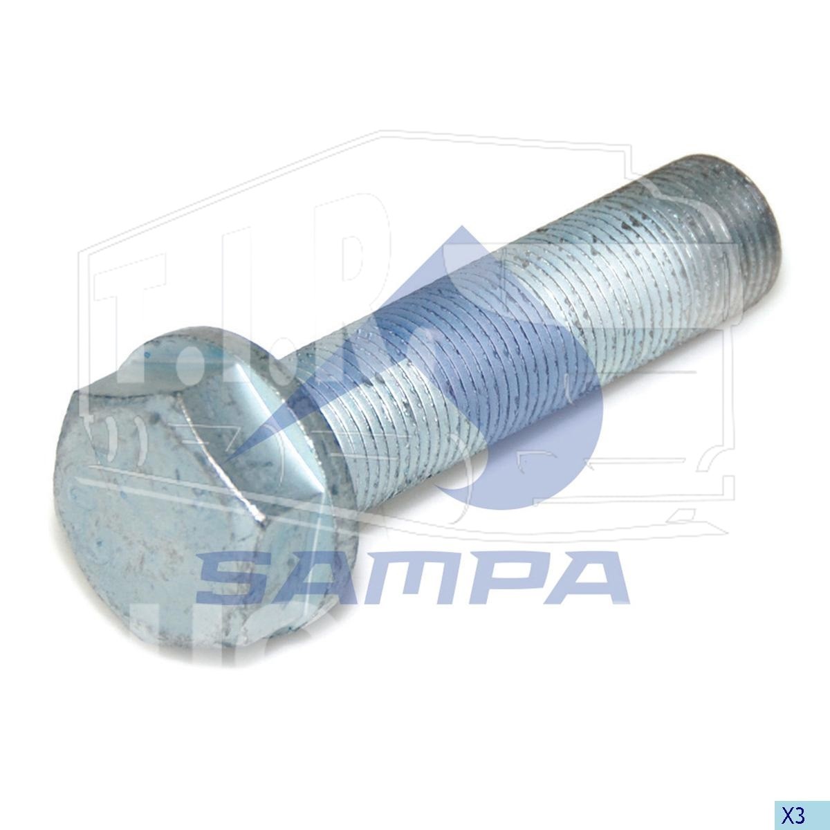 102.489, Болт М24*2*100 V-образной тяги — Sampa