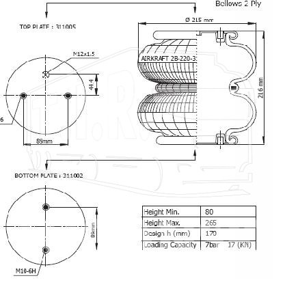 Пневморессора (бублик с метал) M12*1.5