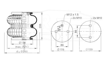 Пневморессора (бублик с метал) M12*1.5