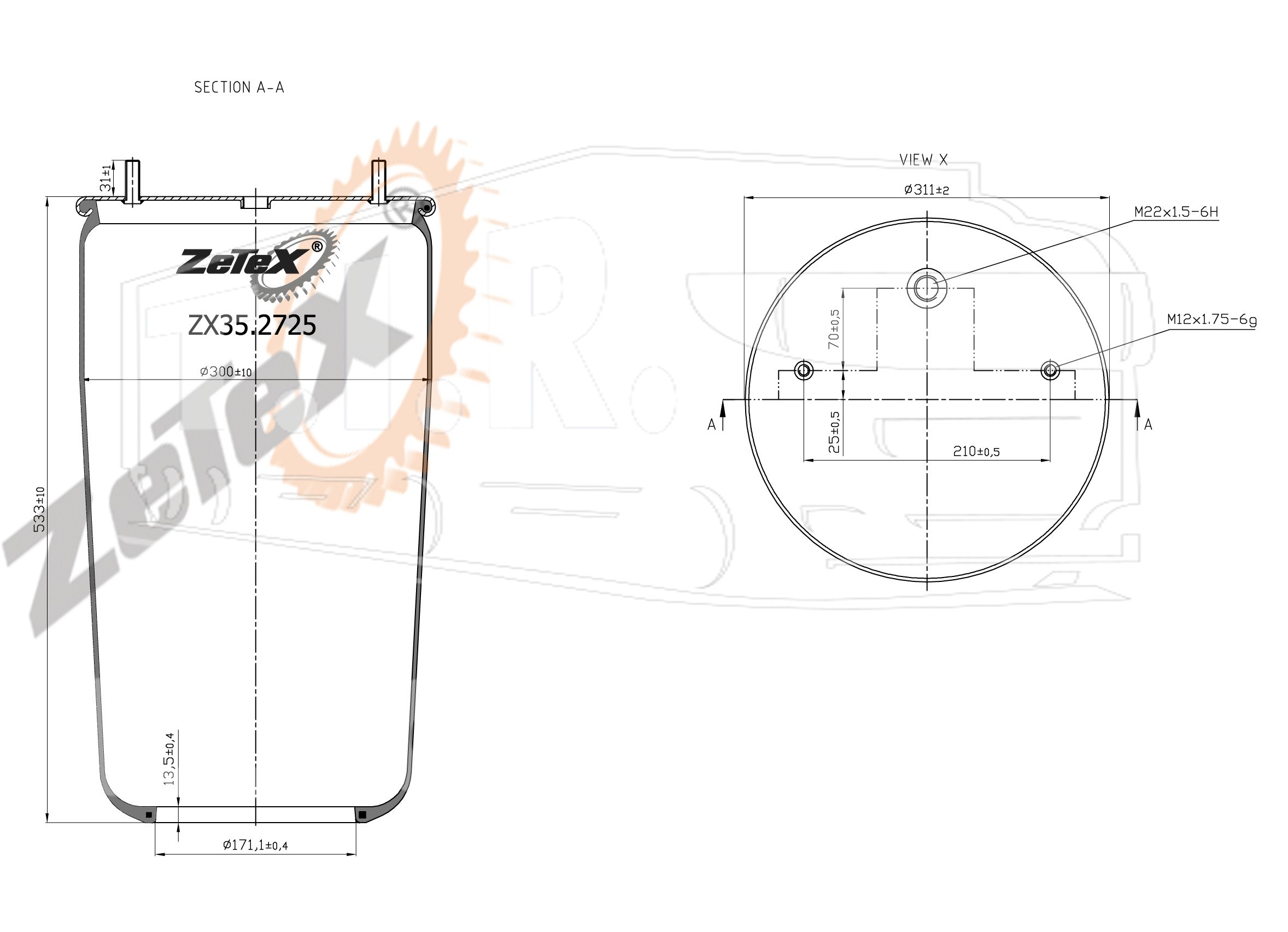 ZX35.2725, Пневморессора  2725MB — ZeTeX