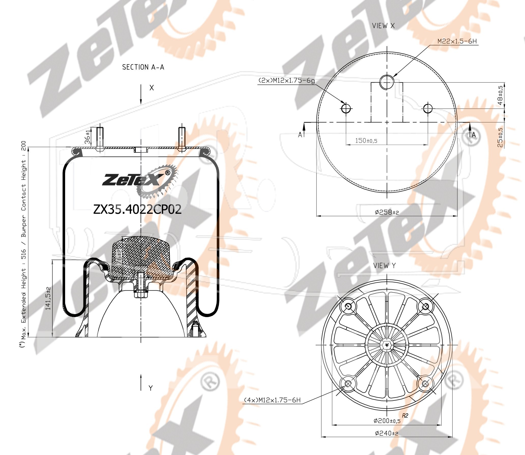 ZX35.4022CP02, Пневморессора 4022NP2 пластиковый стакан SAF261SV — ZeTeX