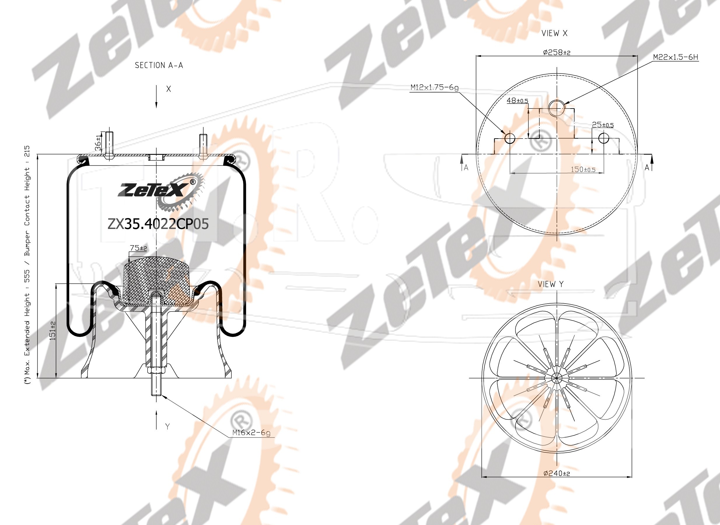 ZX35.4022CP05, Пневморессора 4022NP05 пластиковый стакан SAF2619V — ZeTeX