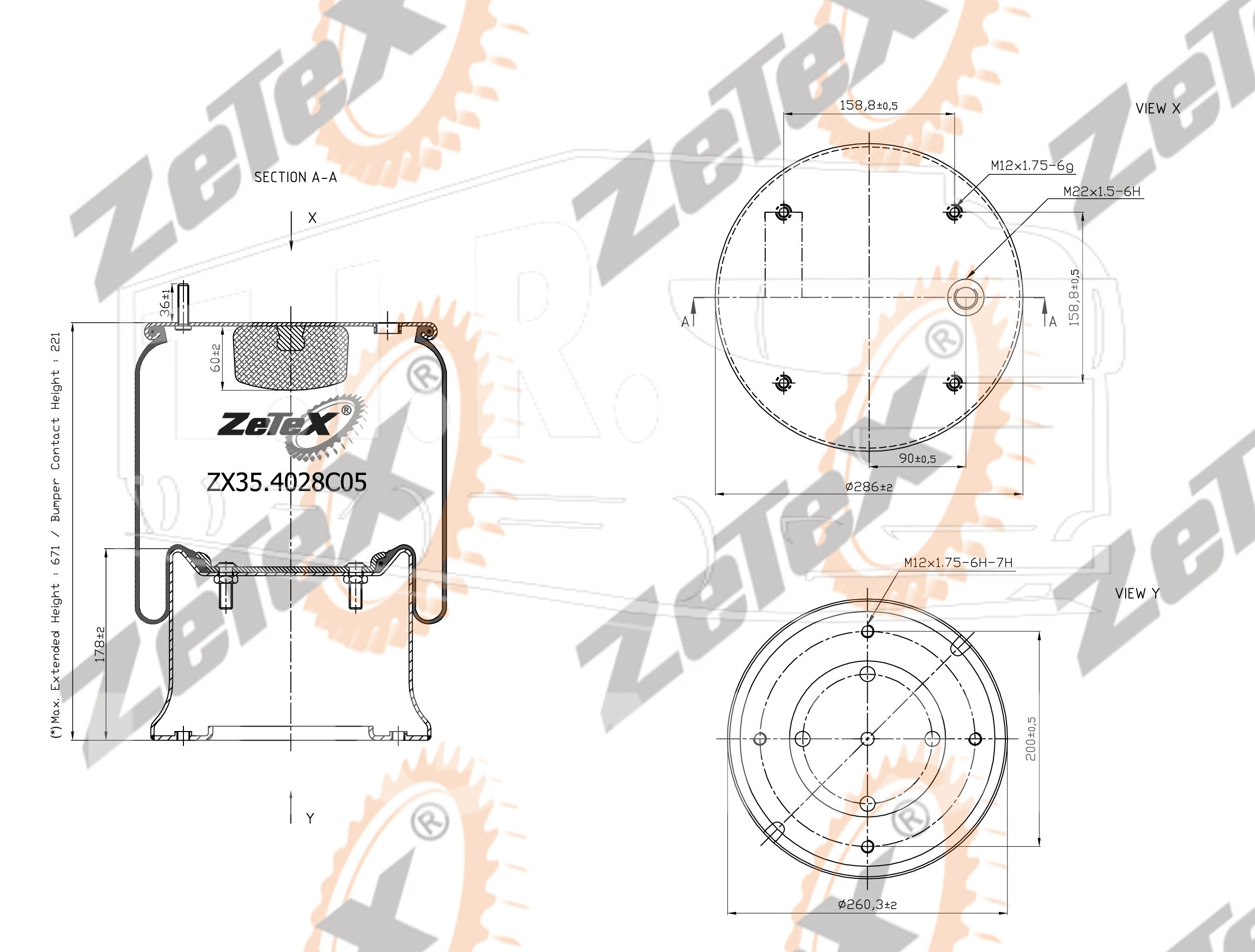 ZX35.4028C05, Пневморессора 4028NP05 металлический стакан SAF — ZeTeX