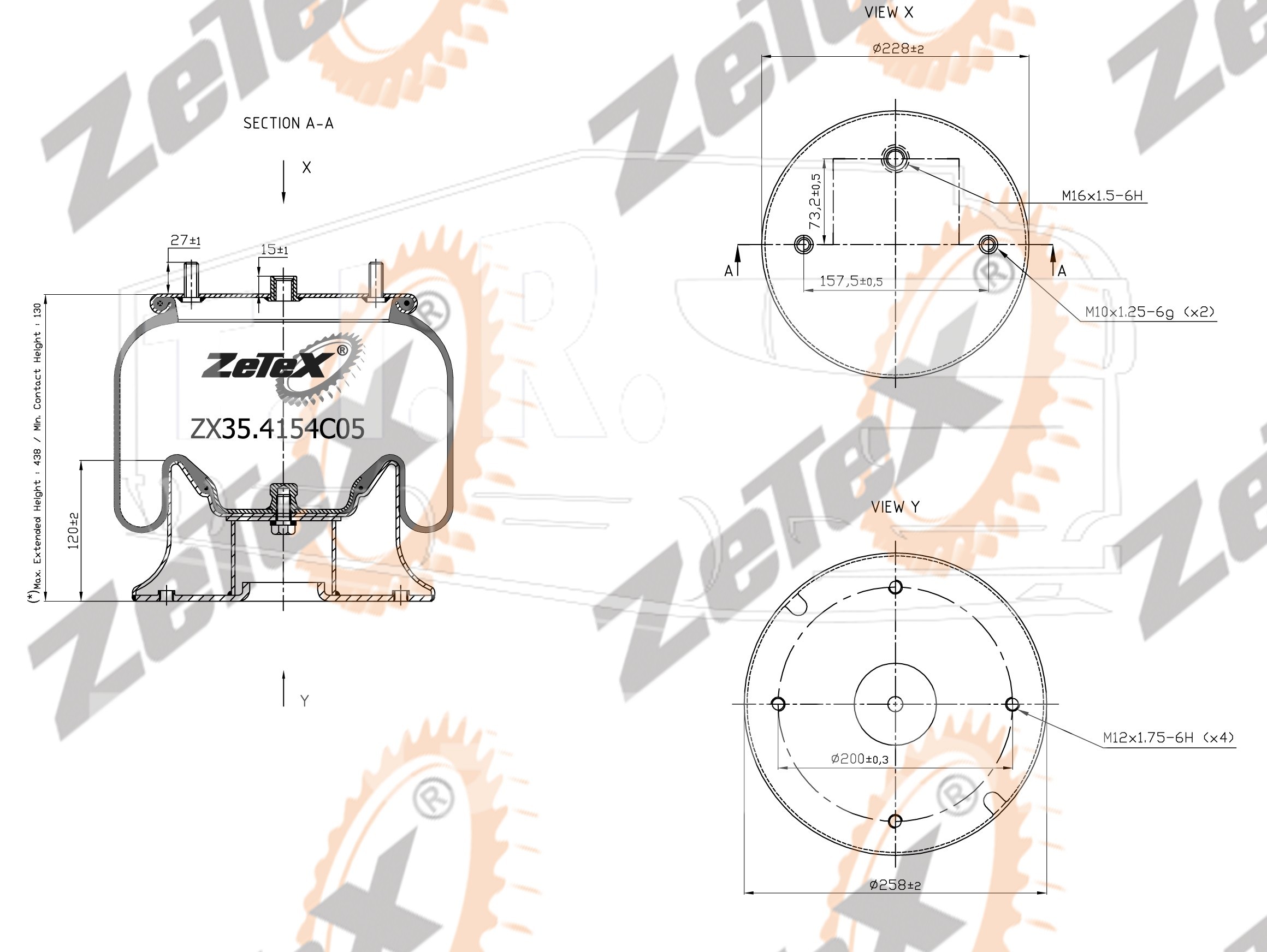 ZX35.4154C05, Пневморессора 4154NP05 металлический стакан — ZeTeX