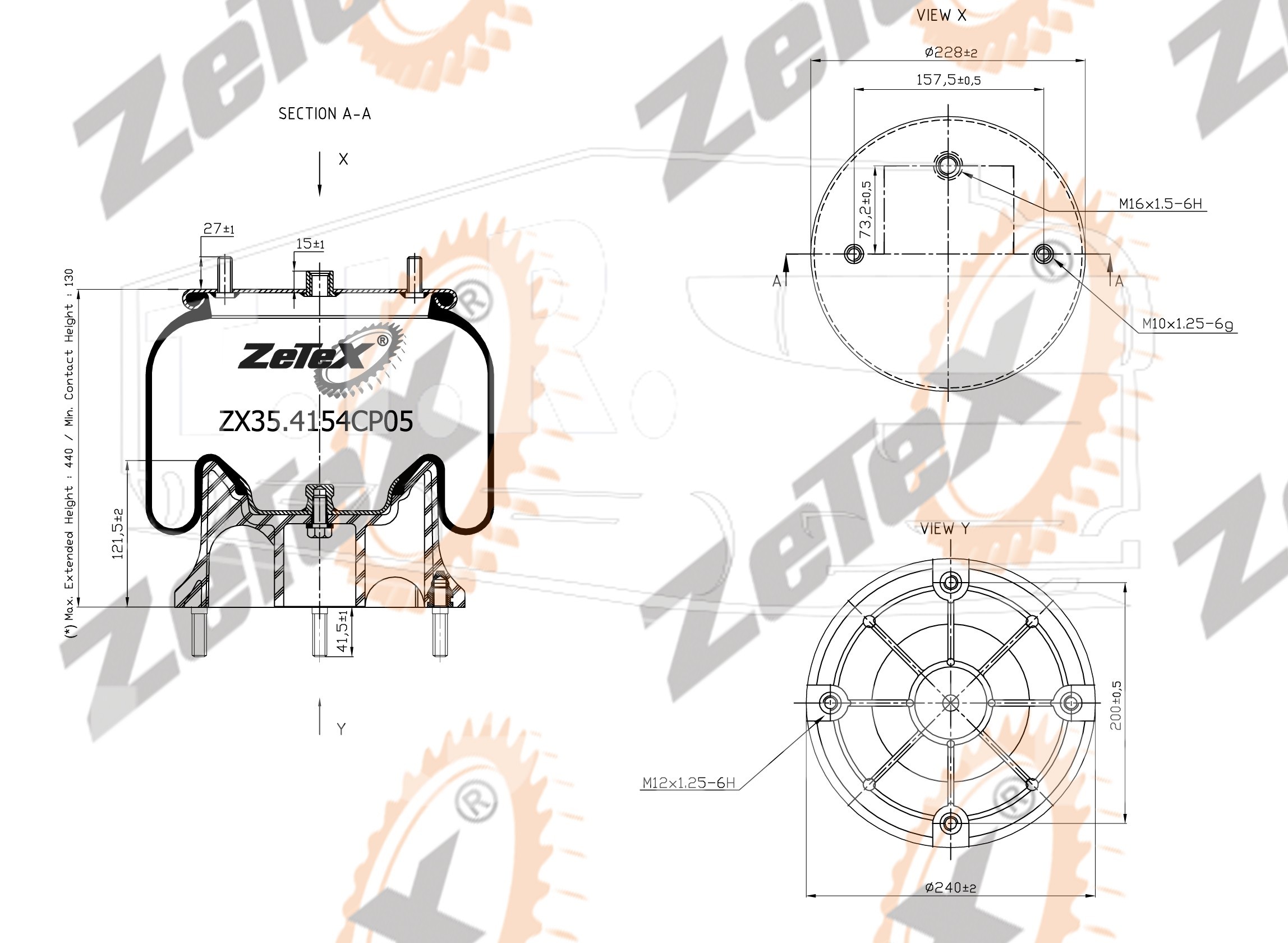 ZX35.4154CP05, Пневморессора 4154NP05 пластиковый стакан RENAULT MAGNUM / PREMIUM — ZeTeX
