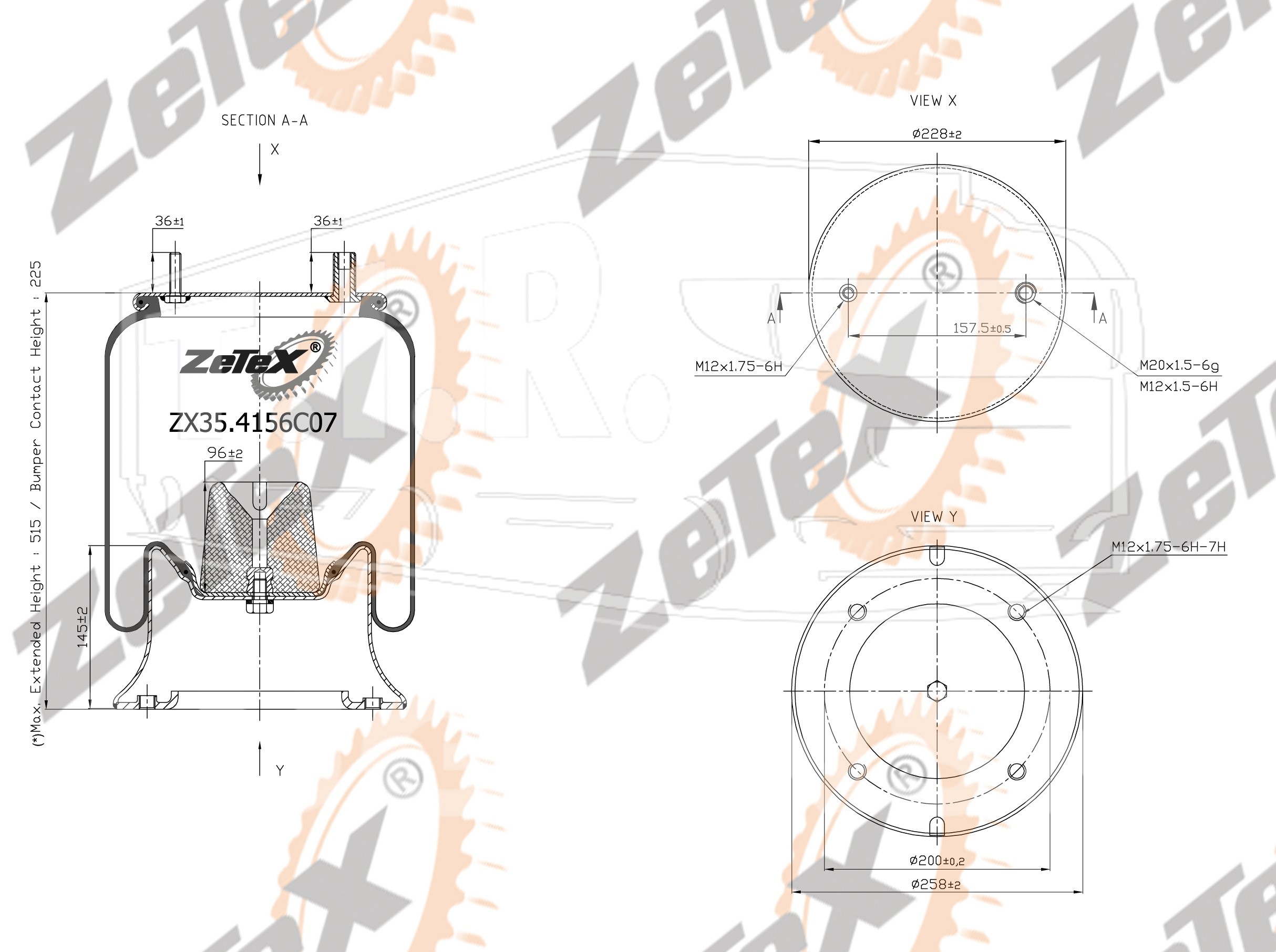 ZX35.4156C07, Пневморессора 4156NP07 металлический стакан SMB / ROR / Weweler — ZeTeX