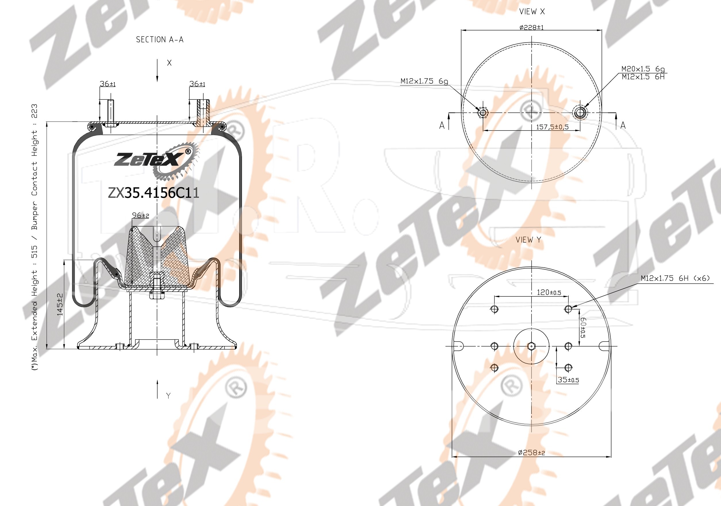 ZX35.4156C11, Пневморессора 4156NP11 металлический стакан — ZeTeX