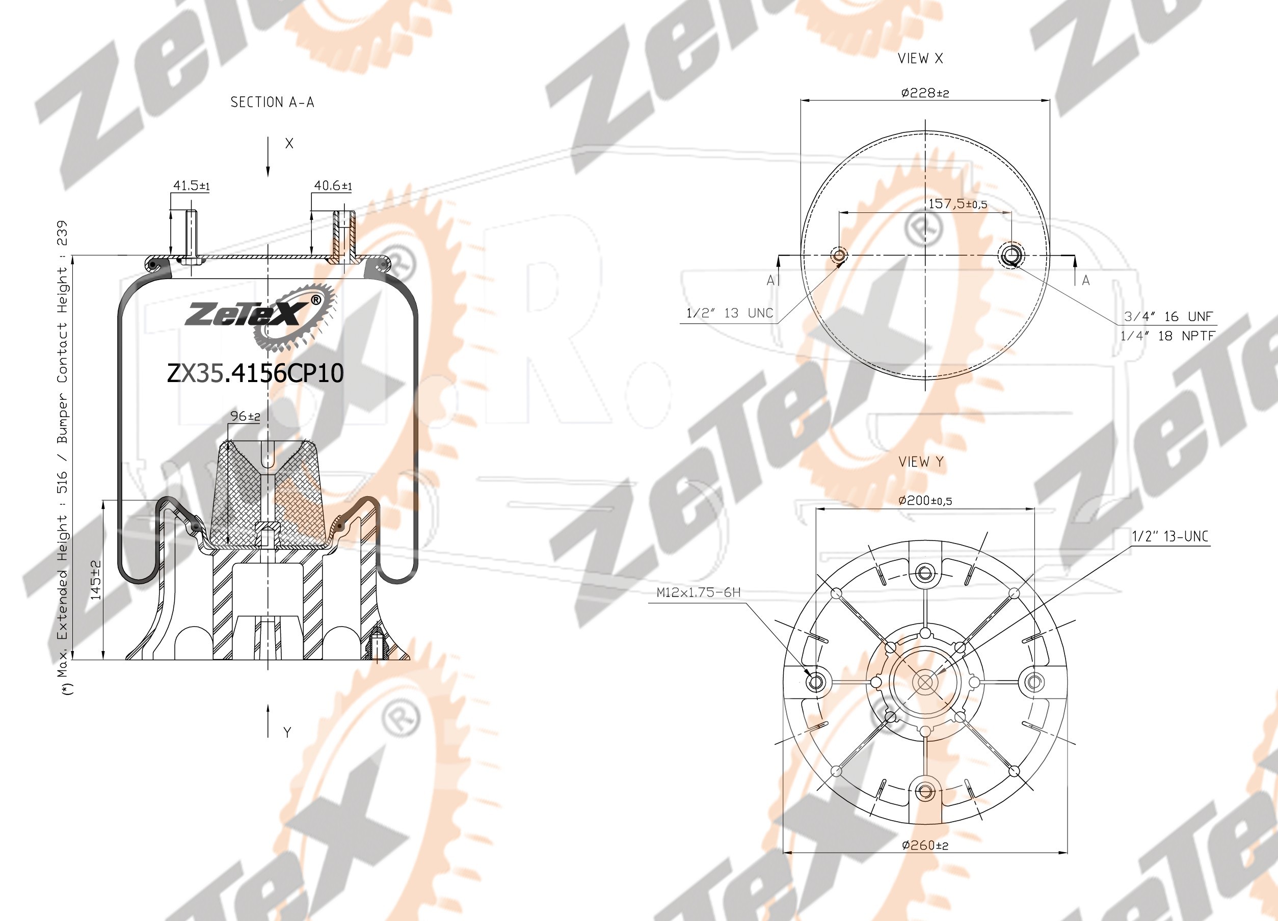 ZX35.4156CP10, Пневморессора 4156NP10 пластиковый стакан Hendrickson — ZeTeX