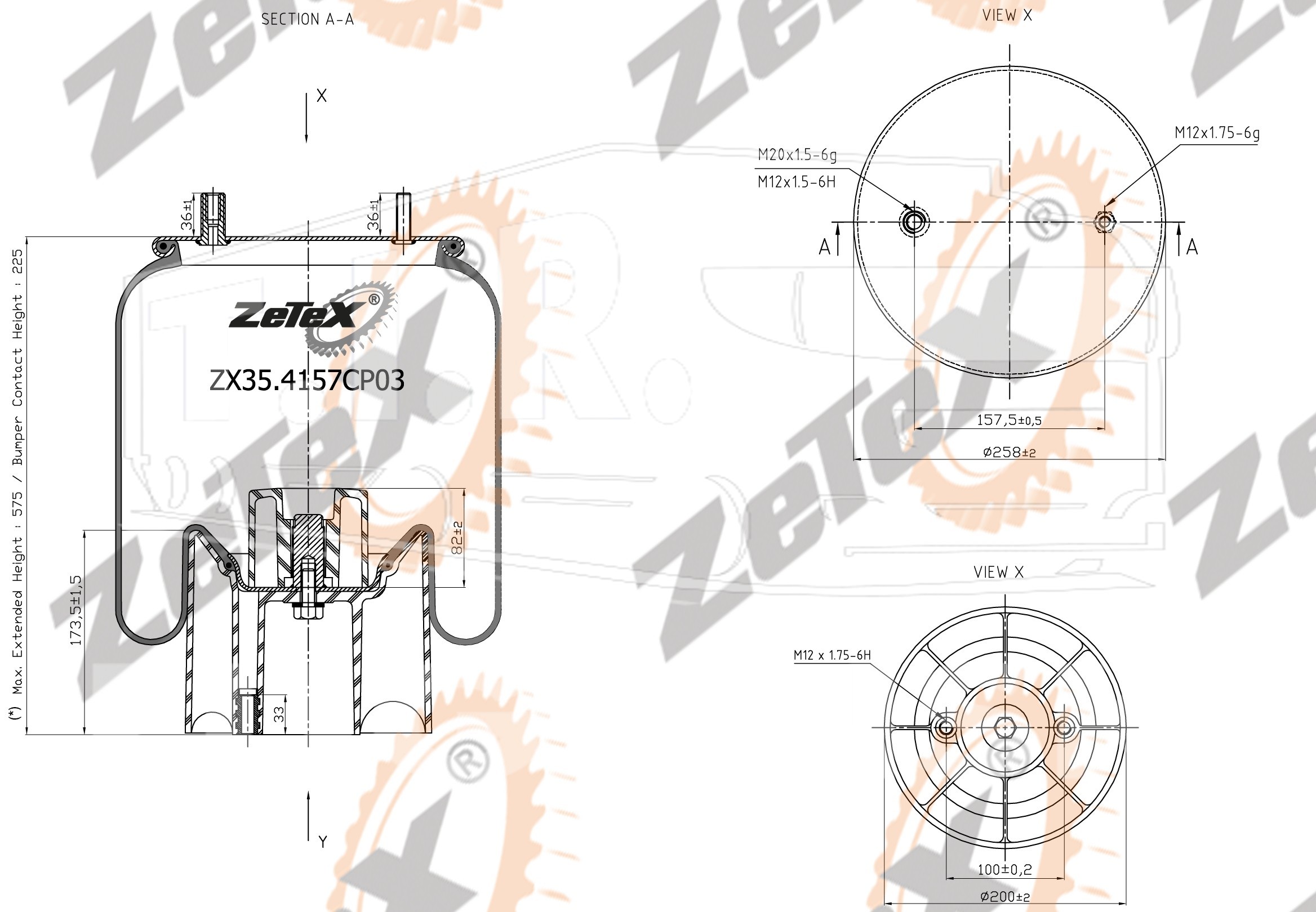 ZX35.4157CP03, Пневморессора 4157NP03 пластиковый стакан ROR — ZeTeX