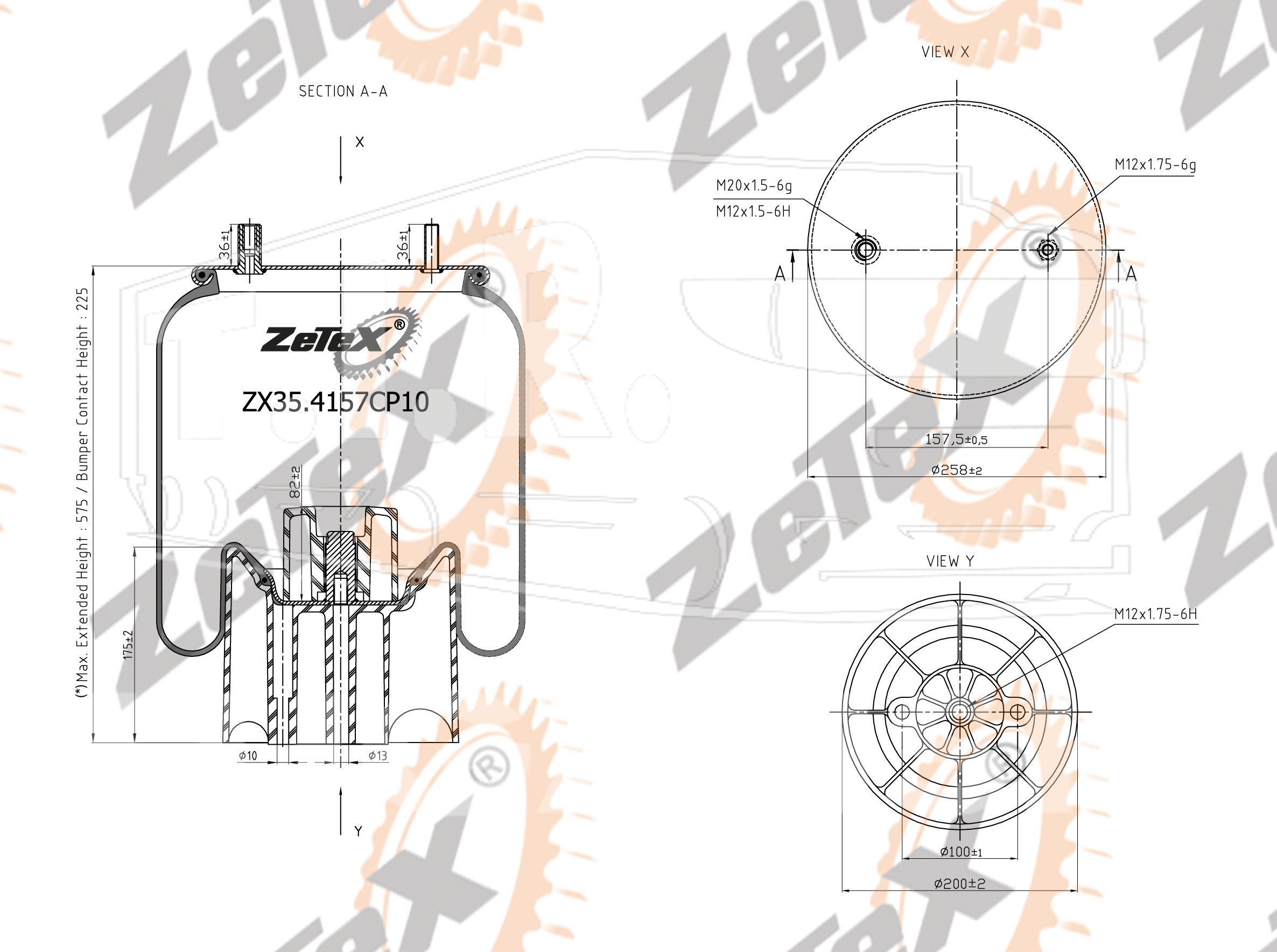 ZX35.4157CP10, Пневморессора 4157NP10 пластиковый стакан ROR — ZeTeX