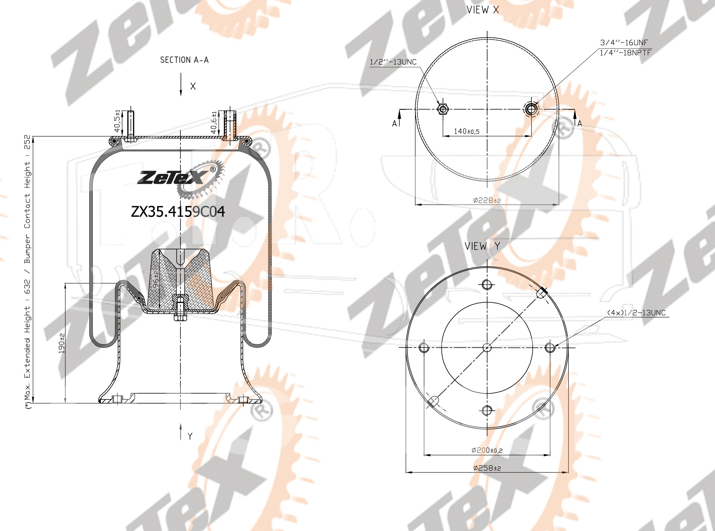 ZX35.4159C04, Пневморессора 4159NP04 металлический стакан Neway — ZeTeX