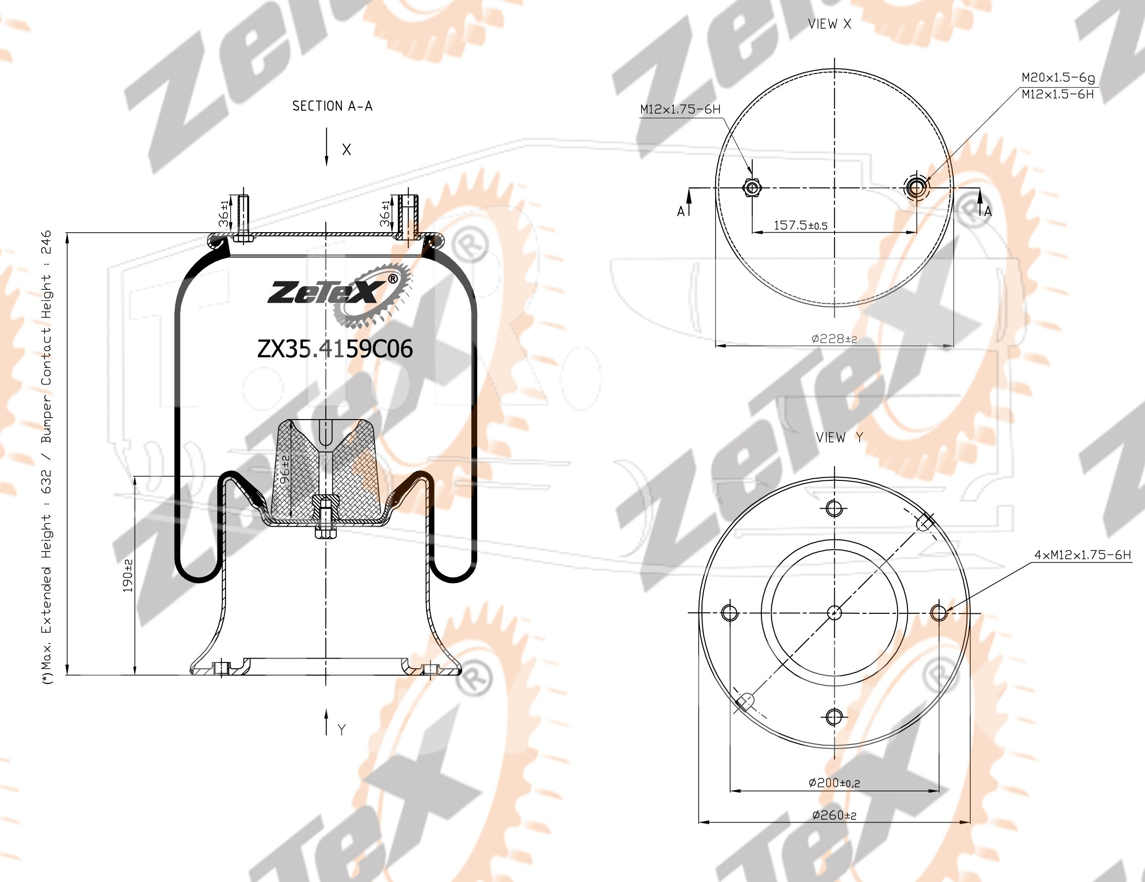 ZX35.4159C06, Пневморессора 4159NP06 металлический стакан SMB — ZeTeX