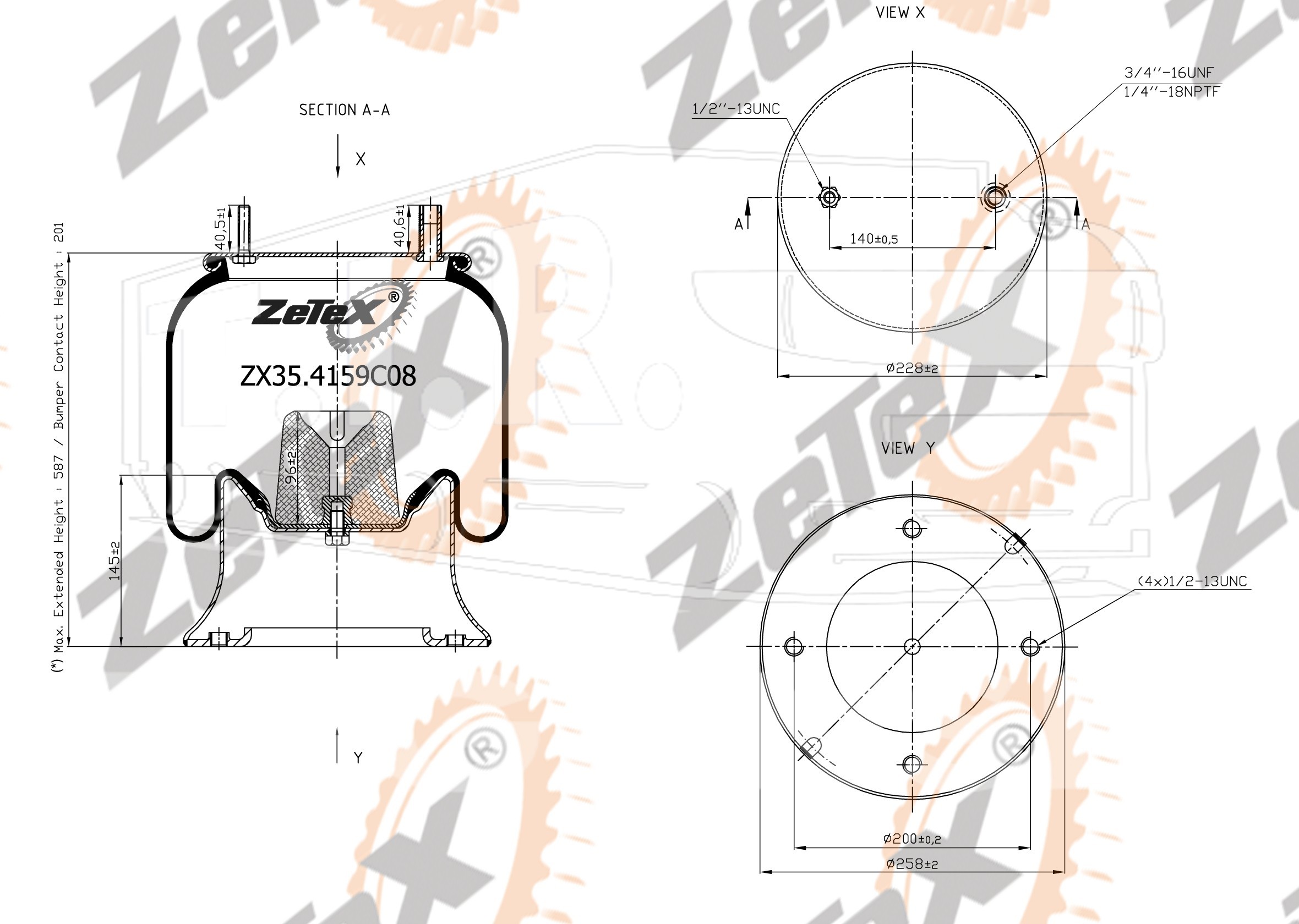 ZX35.4159C08, Пневморессора 4159NP08 металлический стакан SMB — ZeTeX