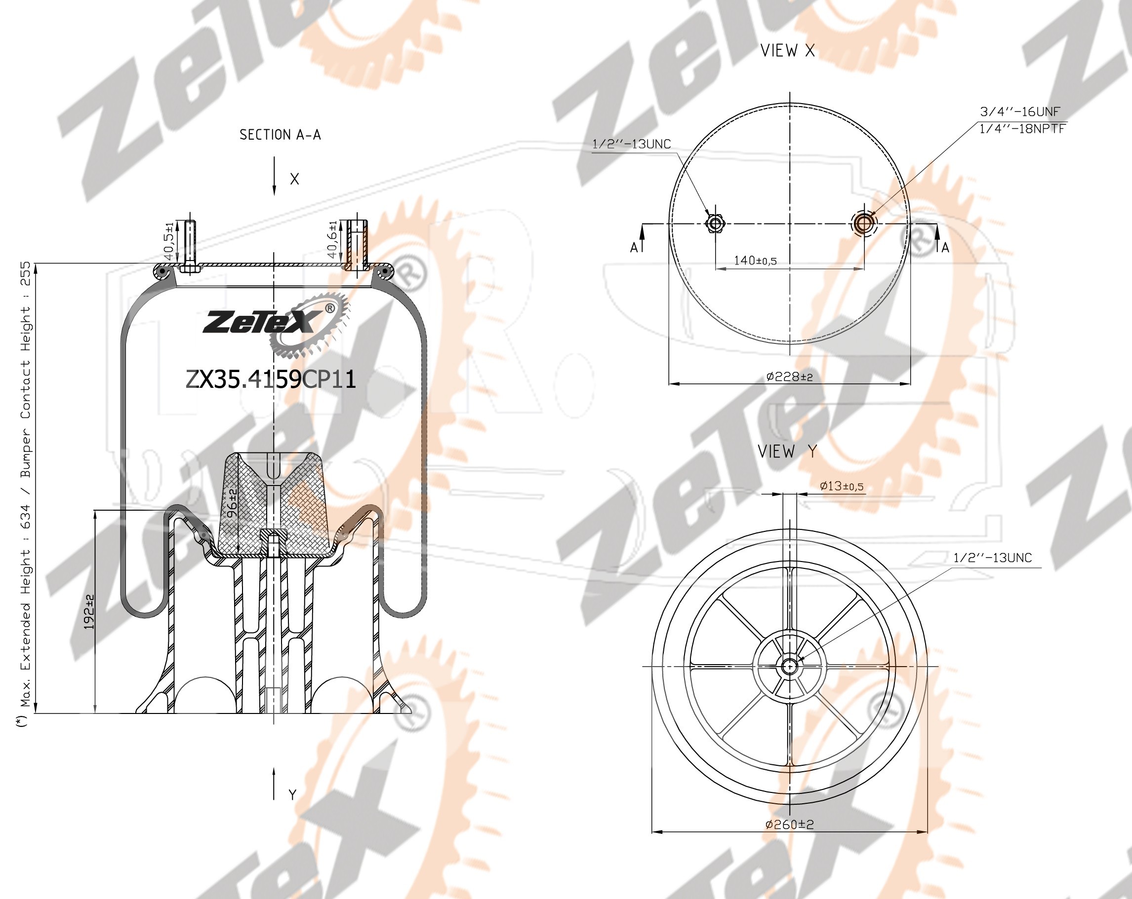 ZX35.4159CP11, Пневморессора 4159NP11 пластиковый стакан Hendrickson — ZeTeX