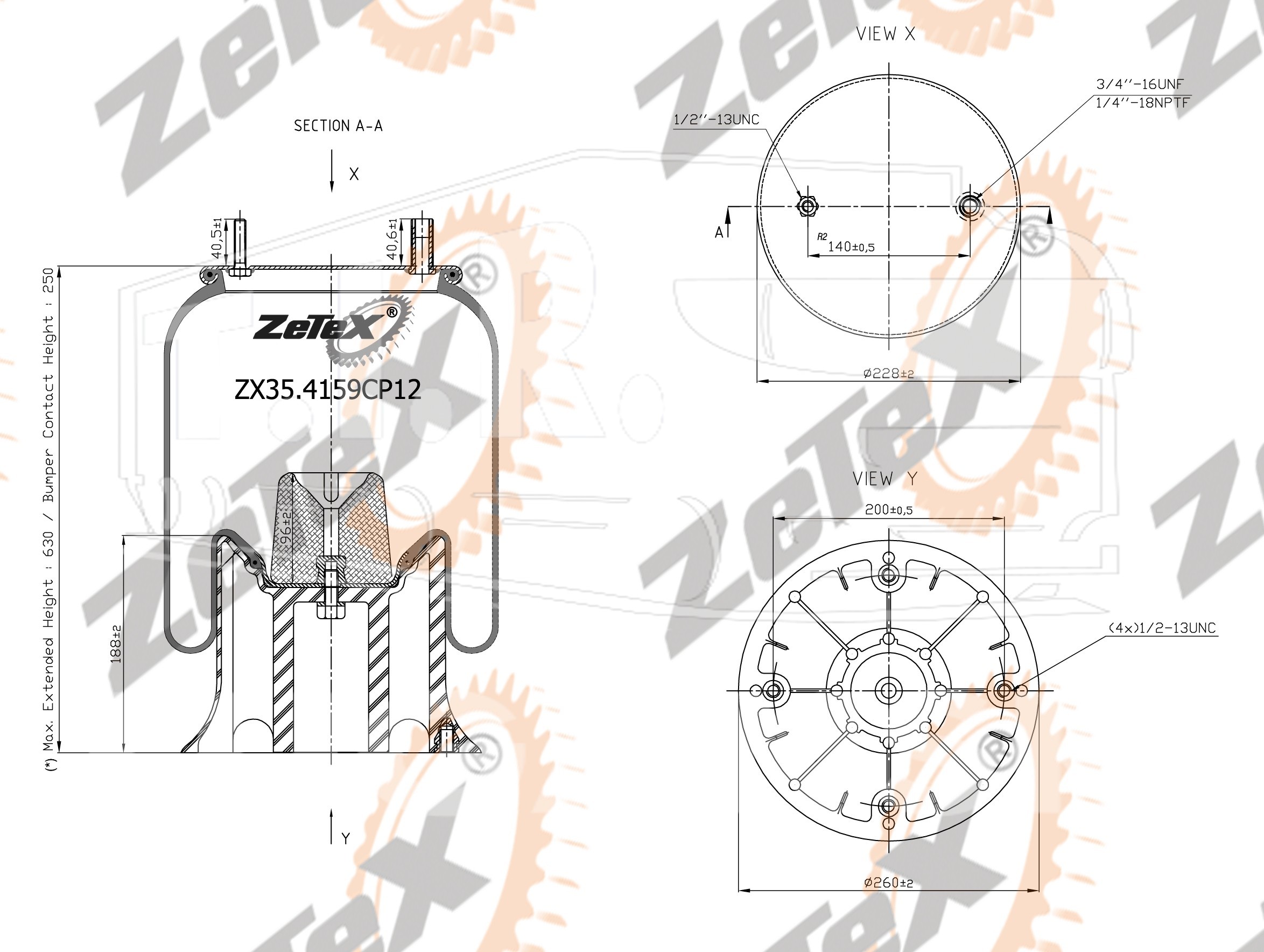 ZX35.4159CP12, Пневморессора 4159NP12 пластиковый стакан Transpart — ZeTeX
