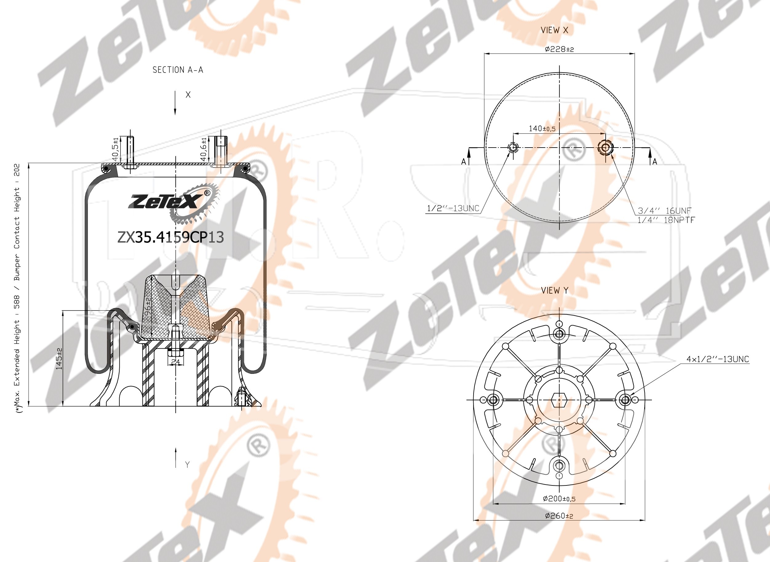 ZX35.4159CP13, Пневморессора 4159NP13 пластиковый стакан Hendrickson — ZeTeX