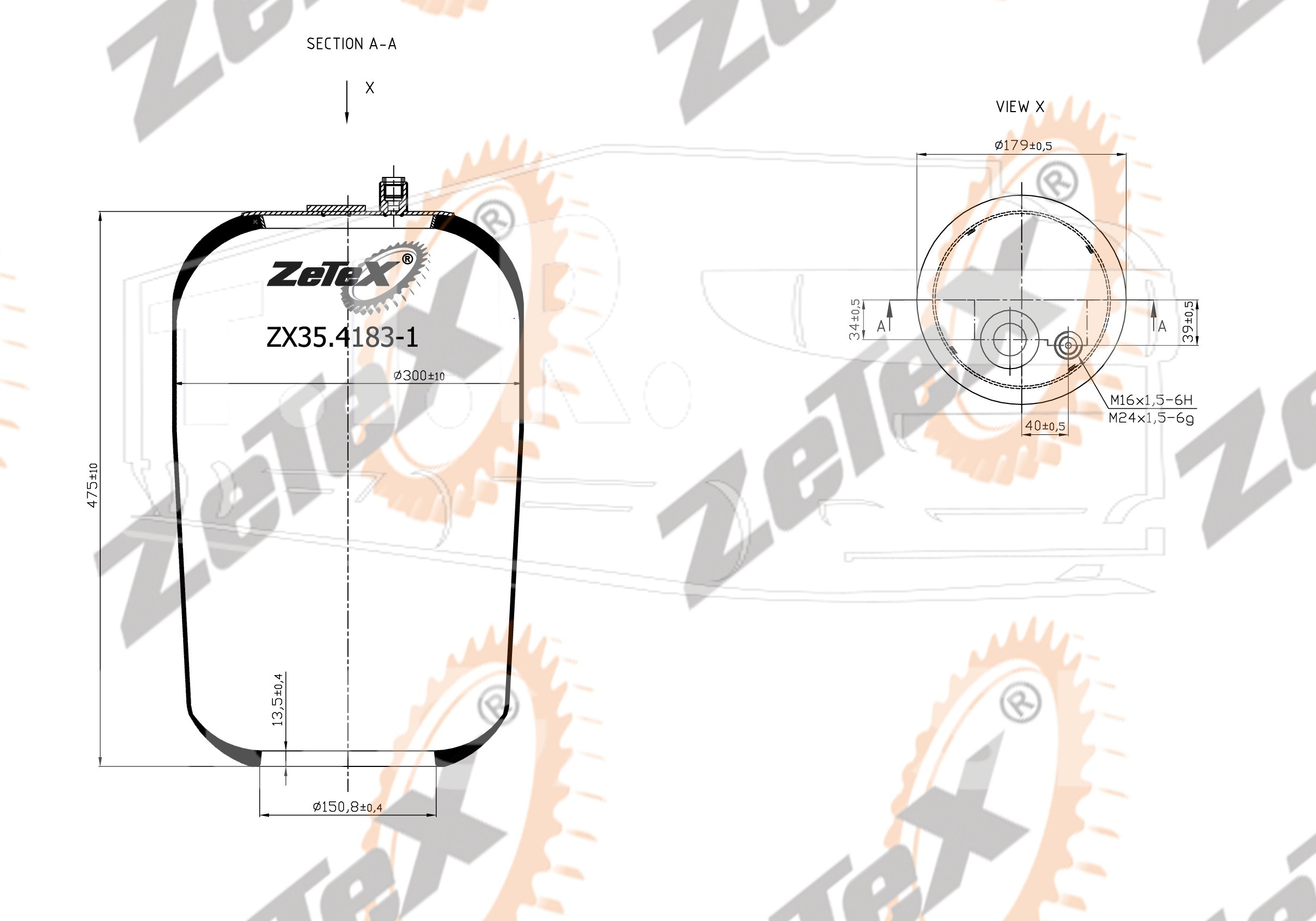 ZX35.4183-1, Пневморессора 4183N1 Voss 232 без стакана — ZeTeX