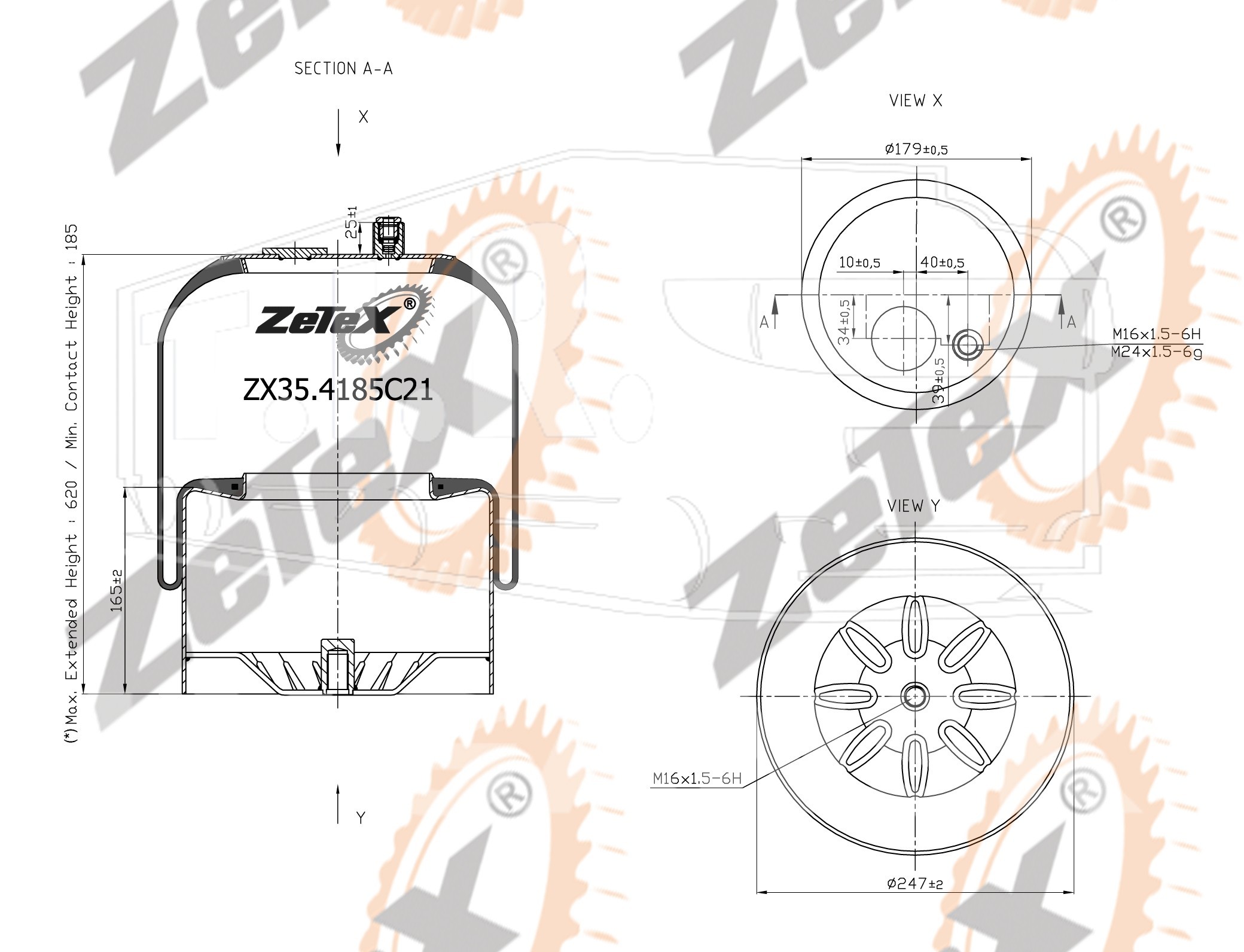 ZX35.4185C21, Пневморессора 4185NP21 Voss 232 металлический стакан — ZeTeX