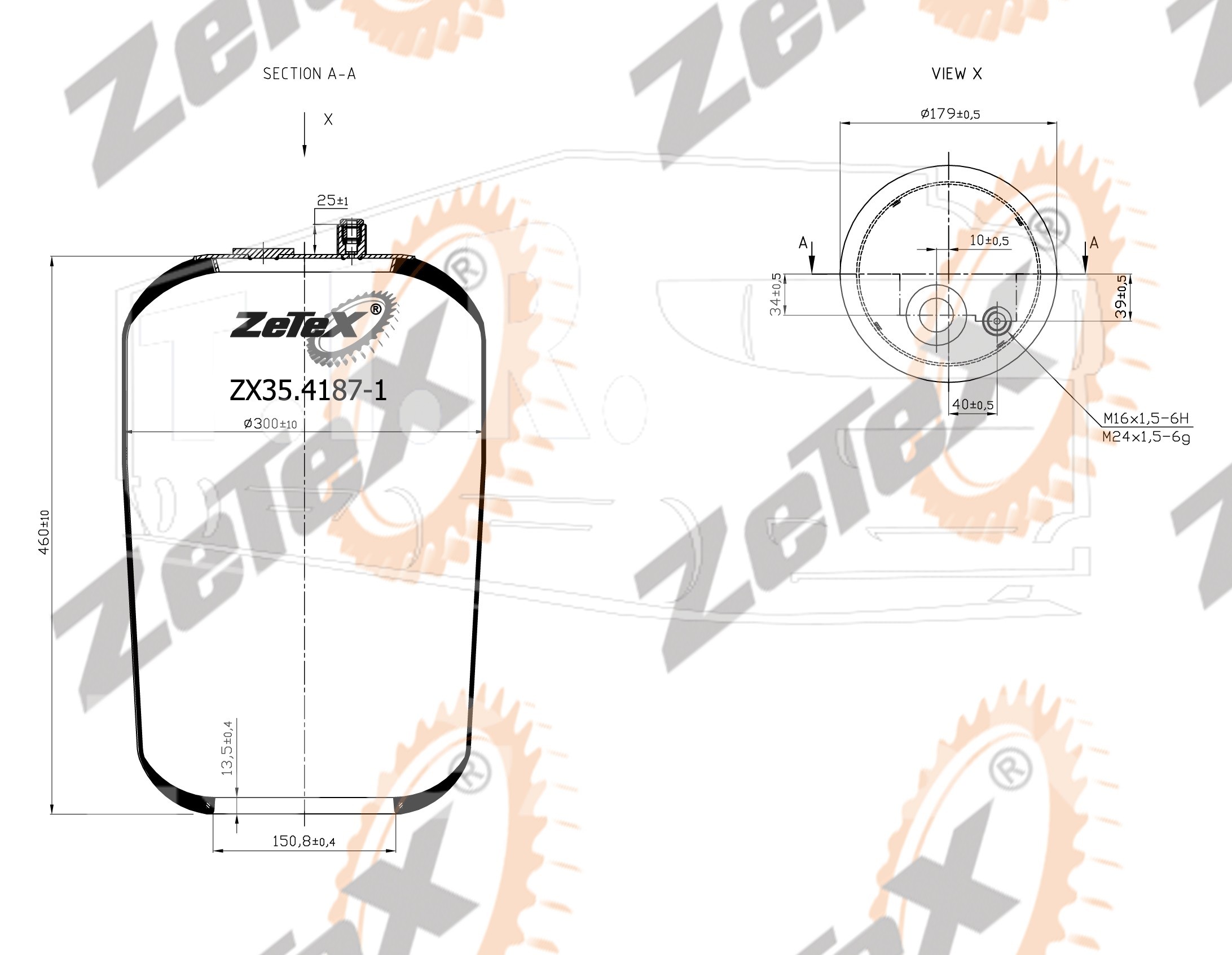 ZX35.4187-1, Пневморессора 4187N без стакана — ZeTeX