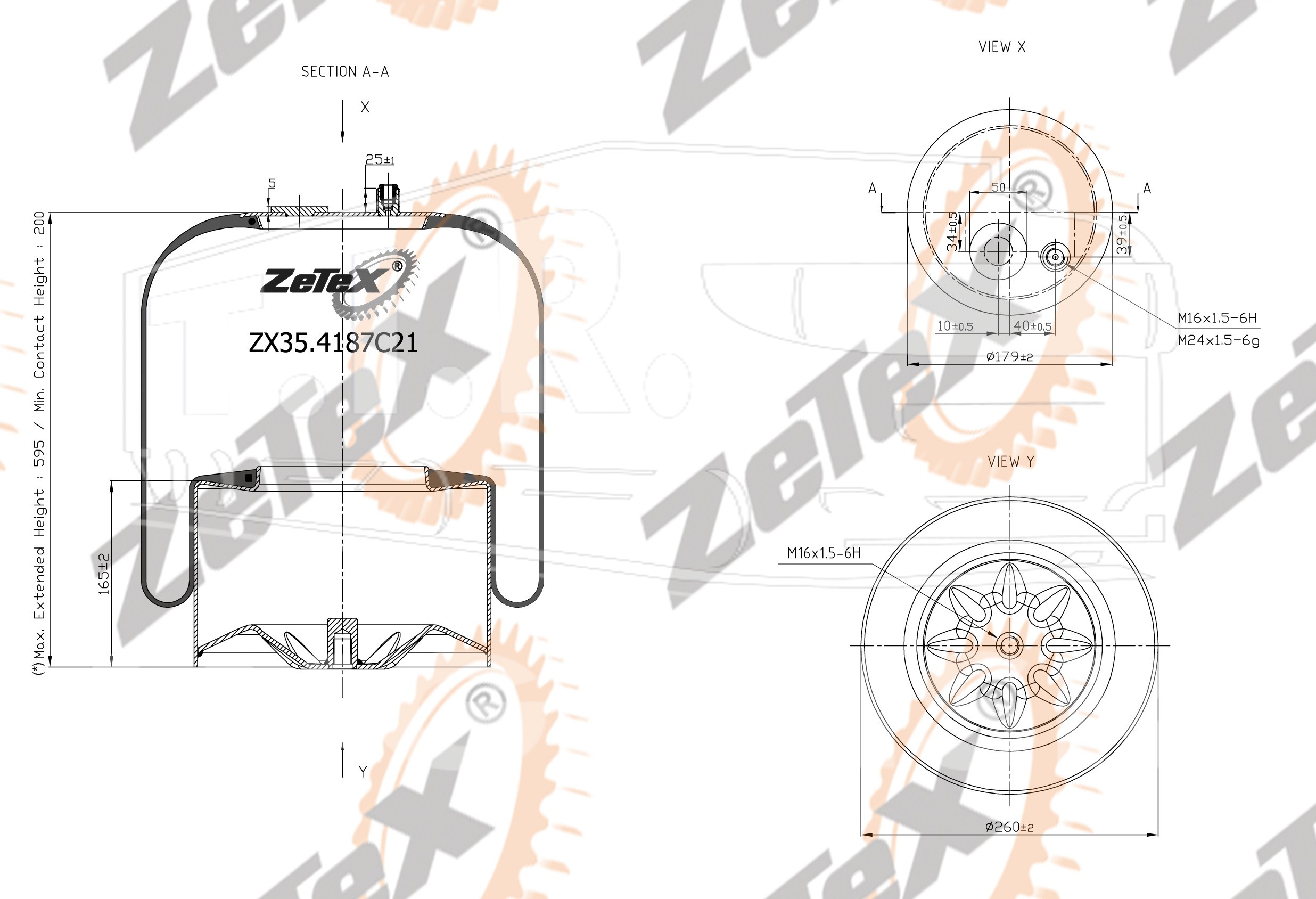 ZX35.4187C21, Пневморессора 4187NP21 Voss 232 металлический стакан — ZeTeX