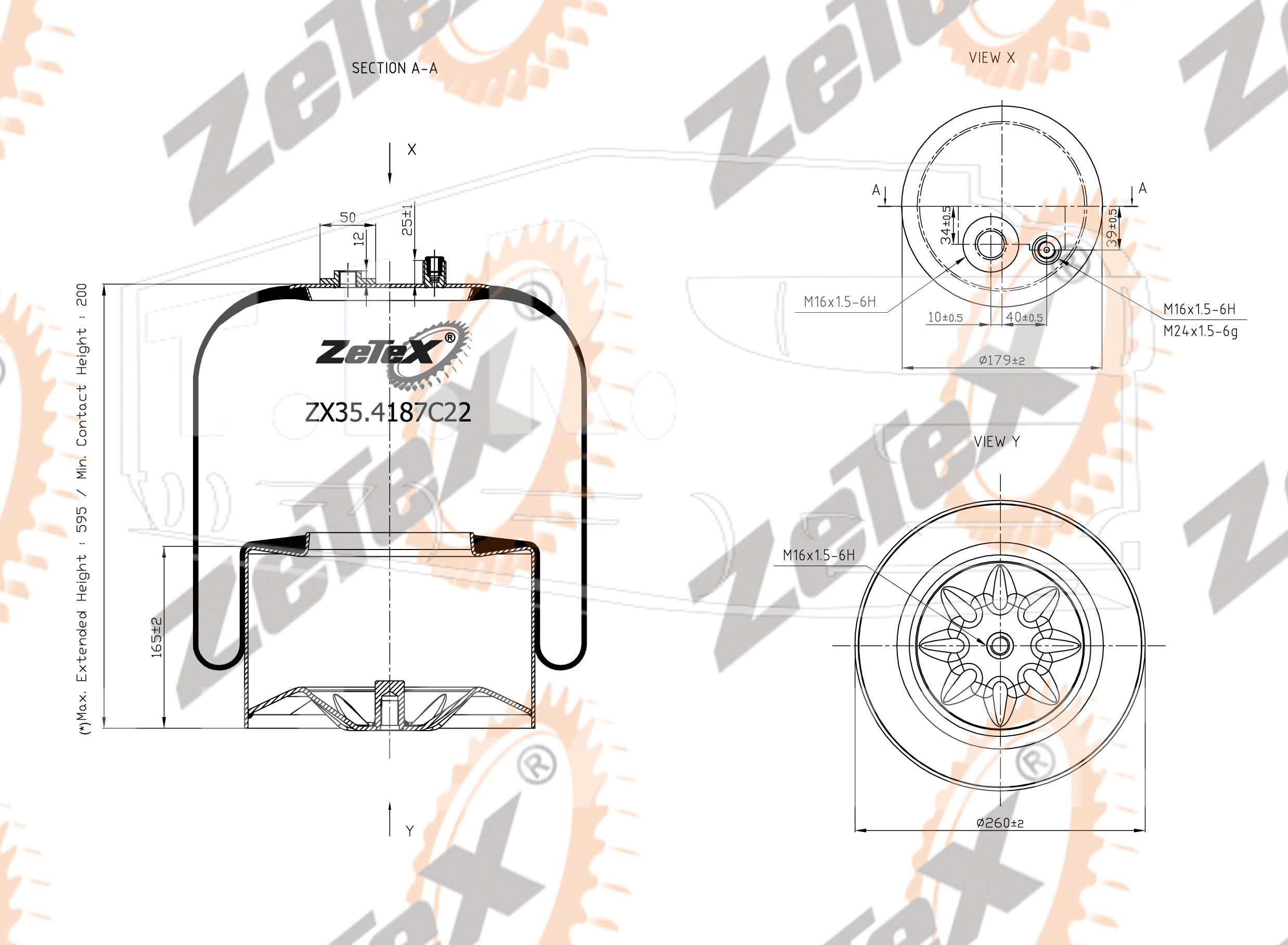ZX35.4187C22, Пневморессора 4187NP22 Voss 232 металлический стакан — ZeTeX