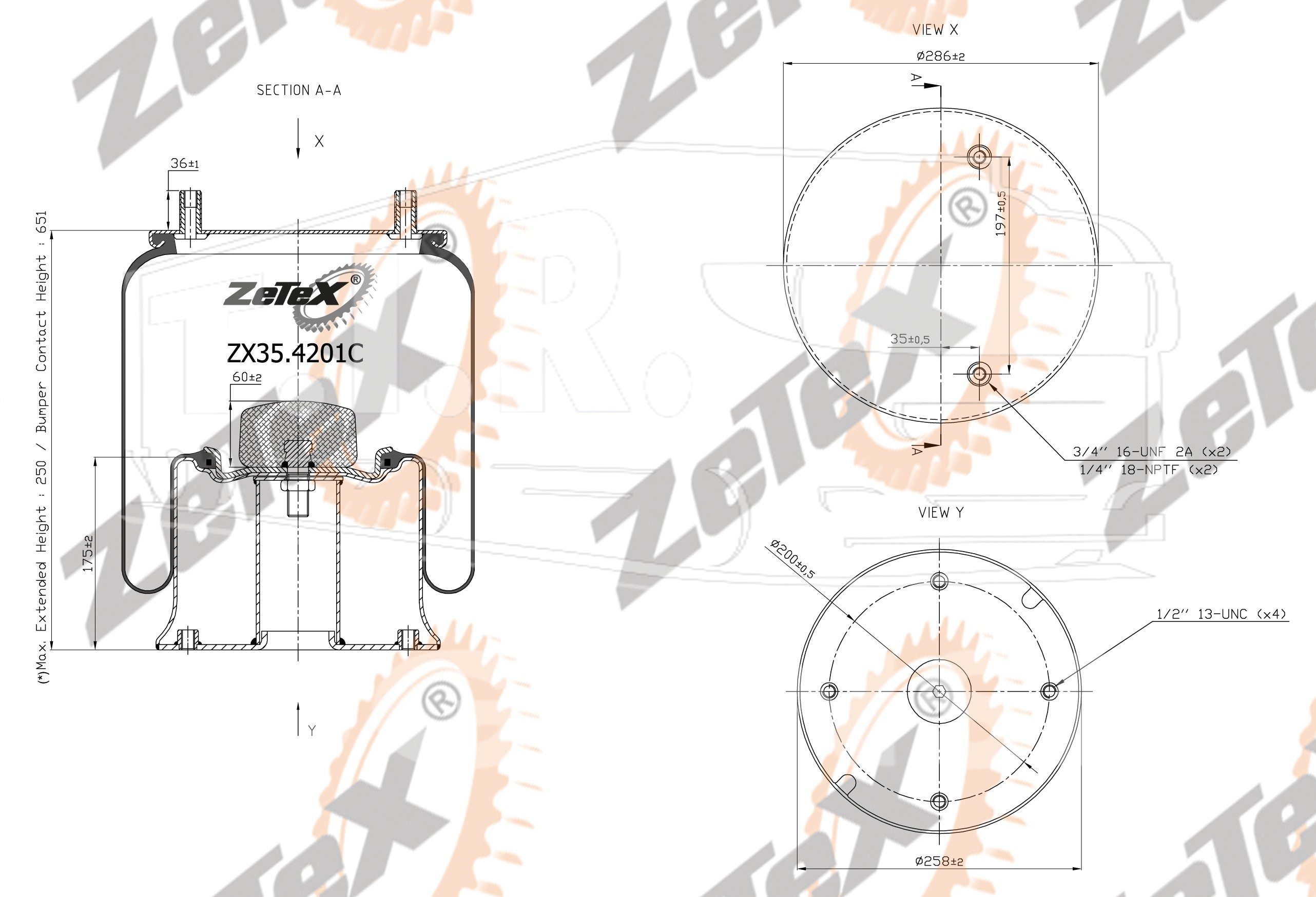 ZX35.4201C, Пневморессора 1R14-201 металлический стакан — ZeTeX