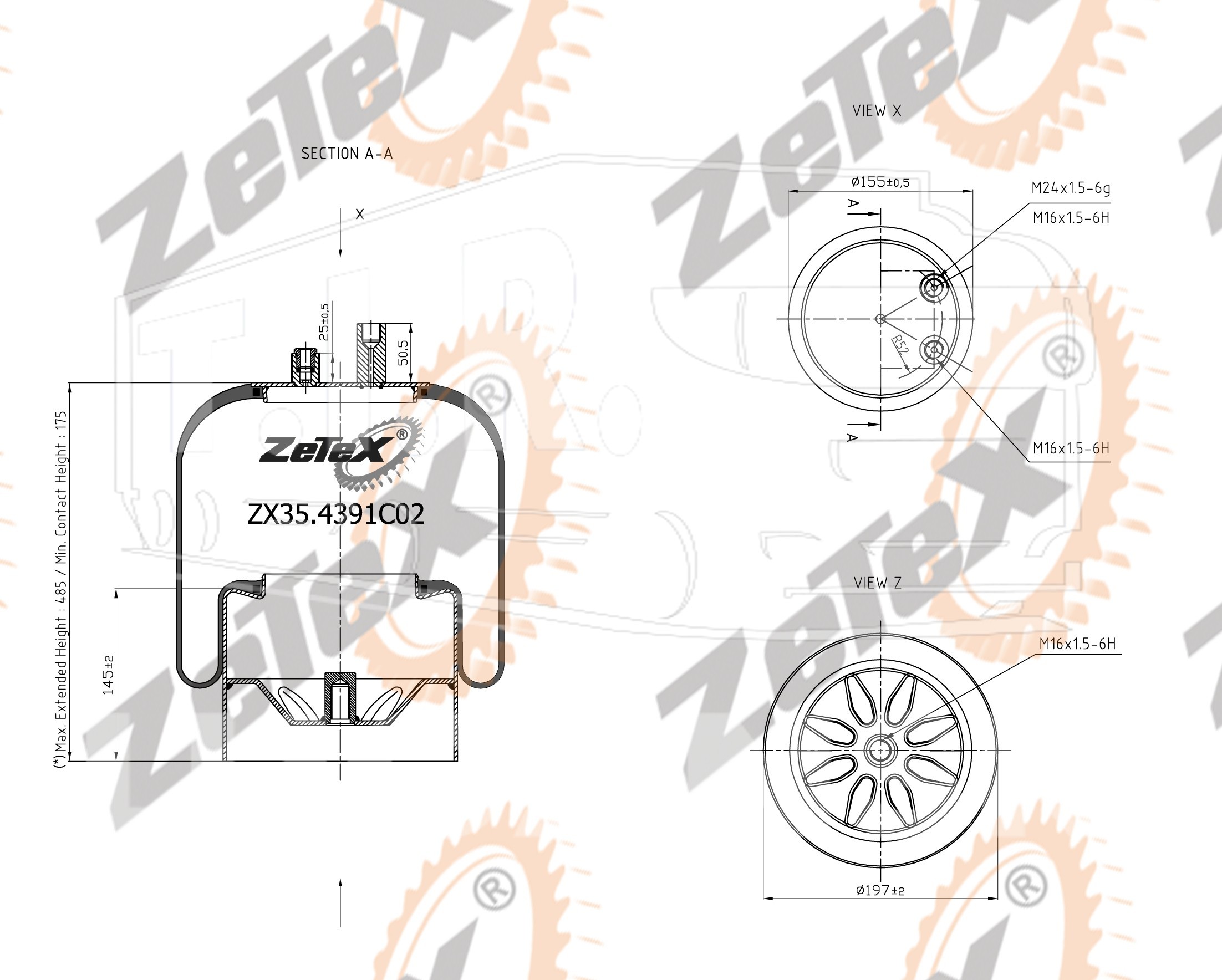 ZX35.4391C02, Пневморессора 4391NP02 Voss 230 металлический стакан — ZeTeX