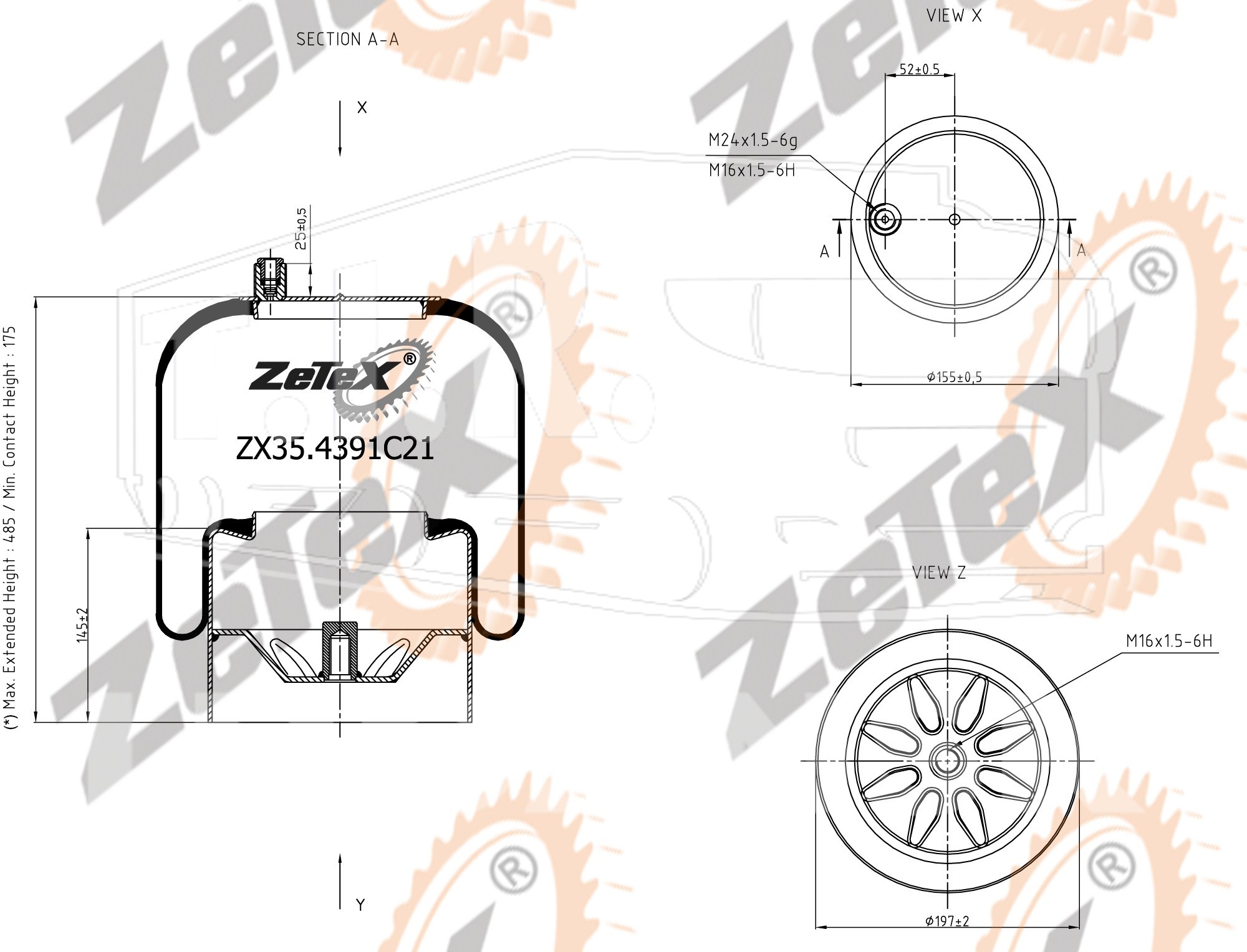 ZX35.4391C21, Пневморессора 4391NP21 Voss 232 металлический стакан — ZeTeX