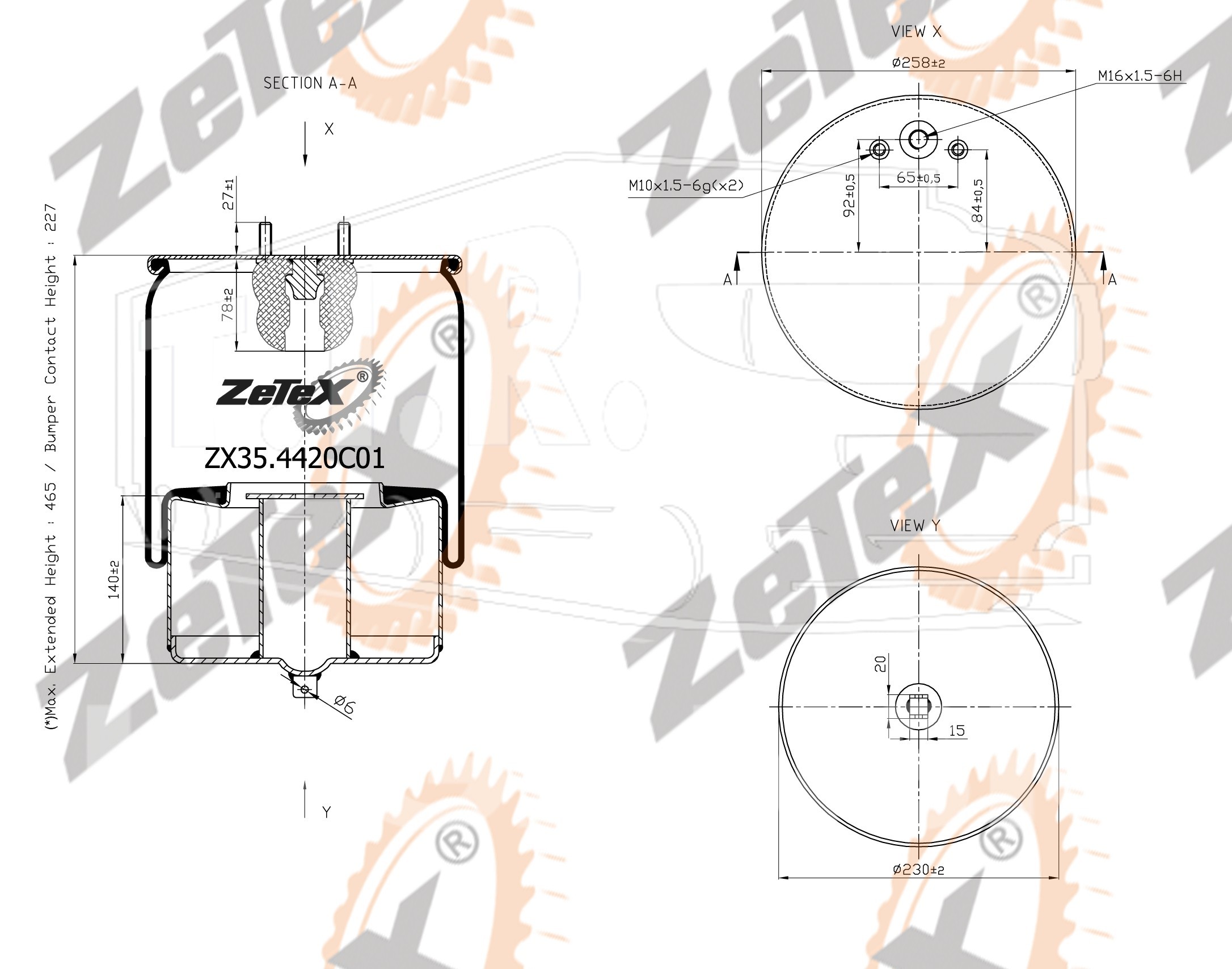 ZX35.4420C01, Пневморессора 4420NP01 металлический стакан Volvo Truck — ZeTeX