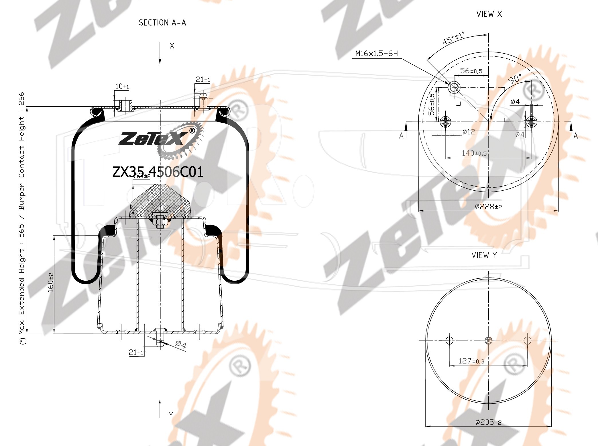 ZX35.4506C01, Пневморессора 1R11-838 металлический стакан — ZeTeX