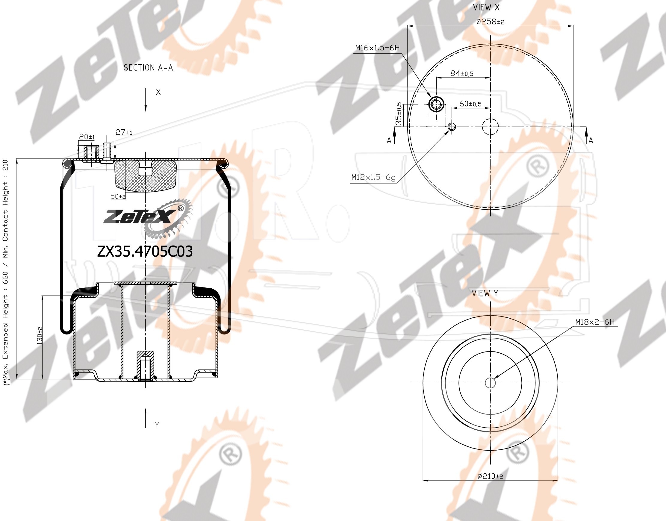 ZX35.4705C03, Пневморессора 4705N1P03 металлический стакан — ZeTeX