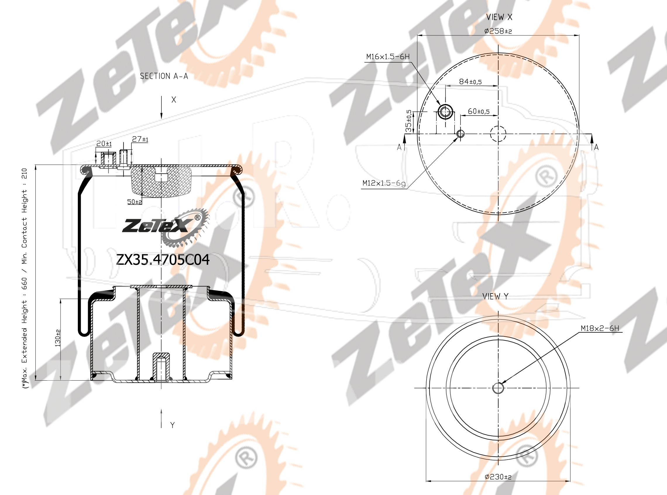 ZX35.4705C04, Пневморессора 4705N1P04 металлический стакан — ZeTeX