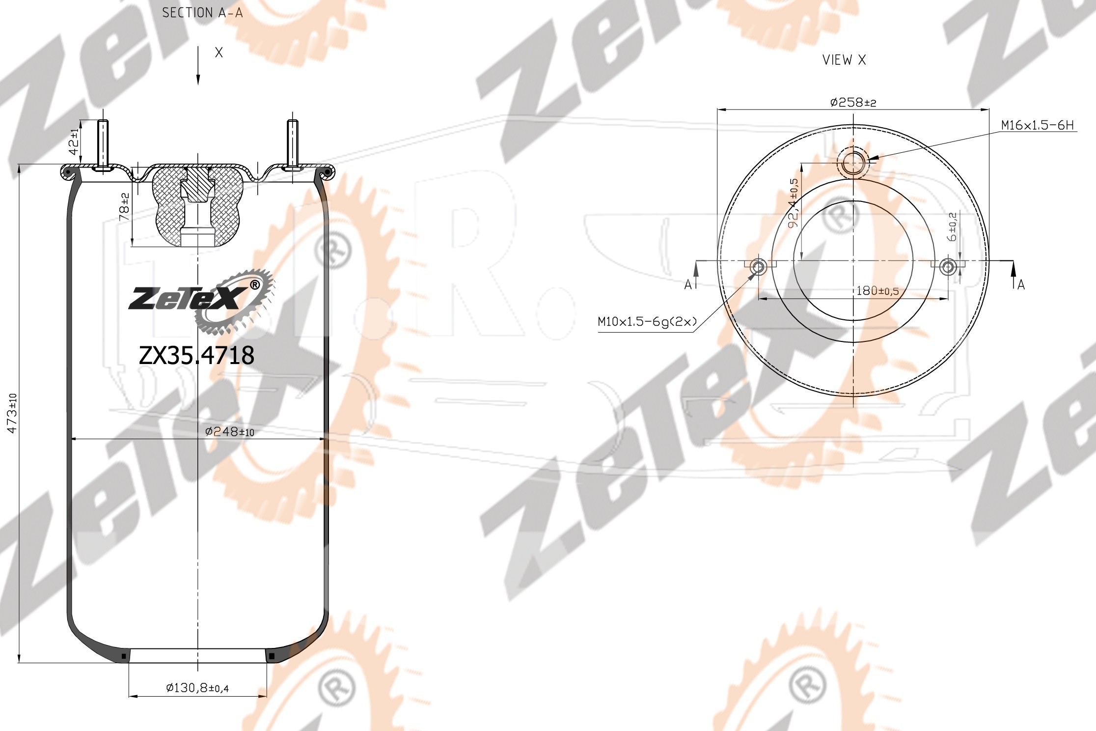 ZX35.4718, Пневморессора 4718N  без стакана Volvo Truck — ZeTeX