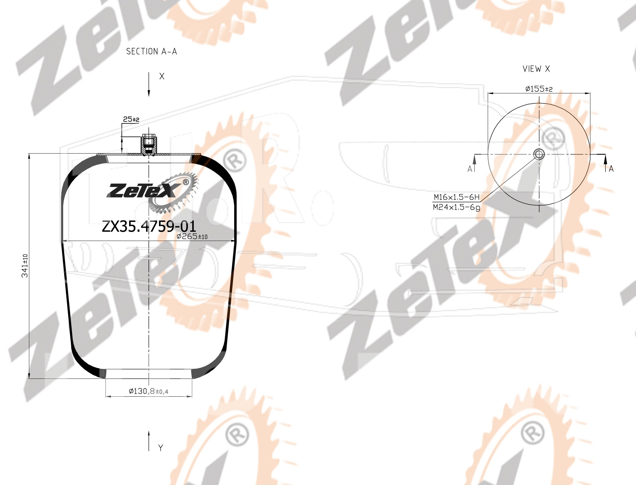 ZX35.4759-01, Пневморессора 4759N1 без стакана — ZeTeX