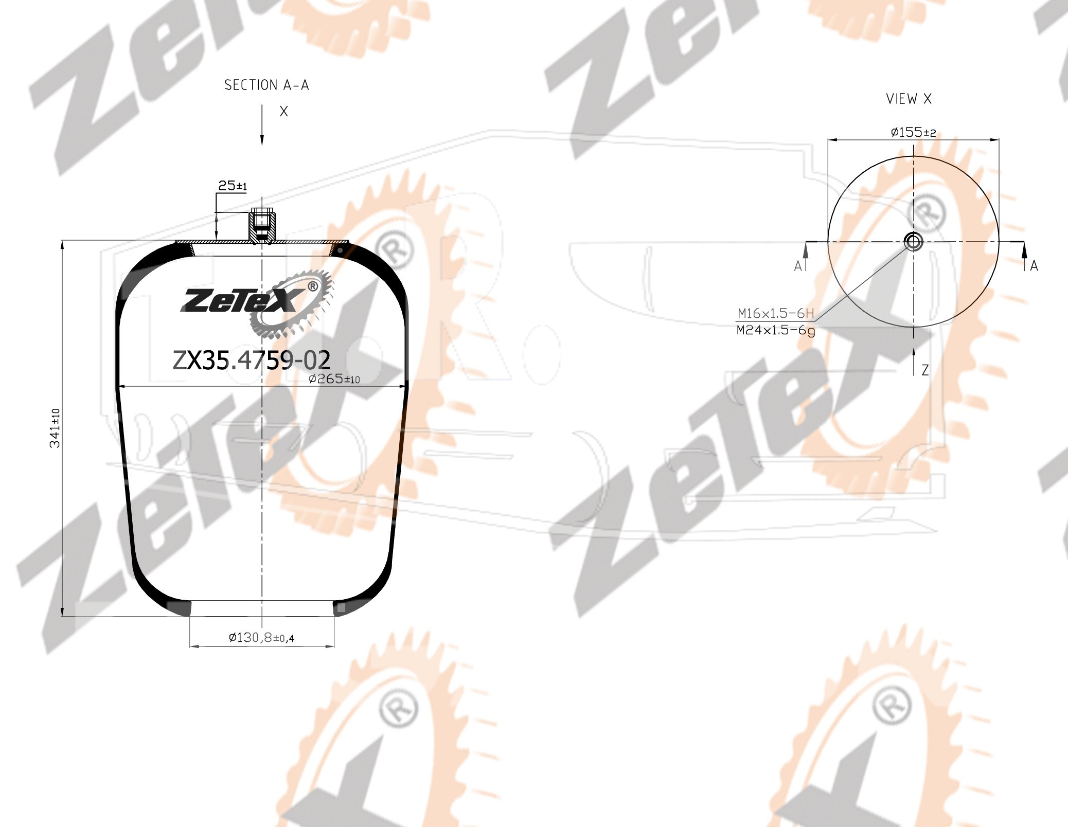 ZX35.4759-02, Пневморессора 4759N2 без стакана — ZeTeX
