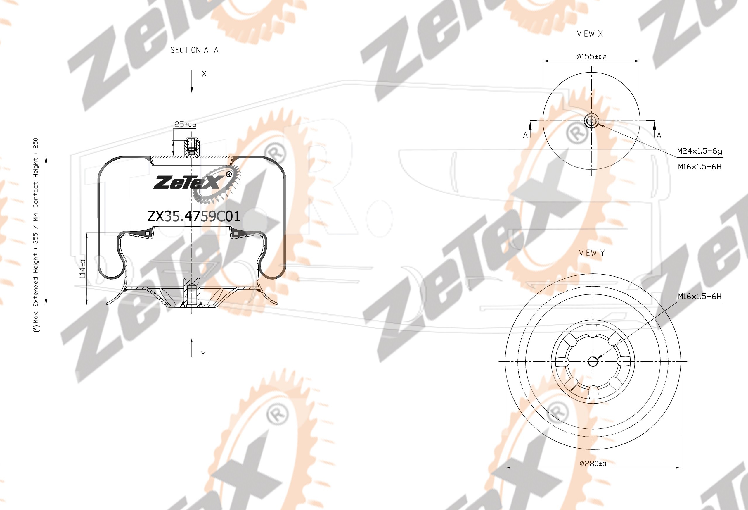 ZX35.4759C01, Пневморессора 4759NP01 Voss 230 металлический стакан — ZeTeX