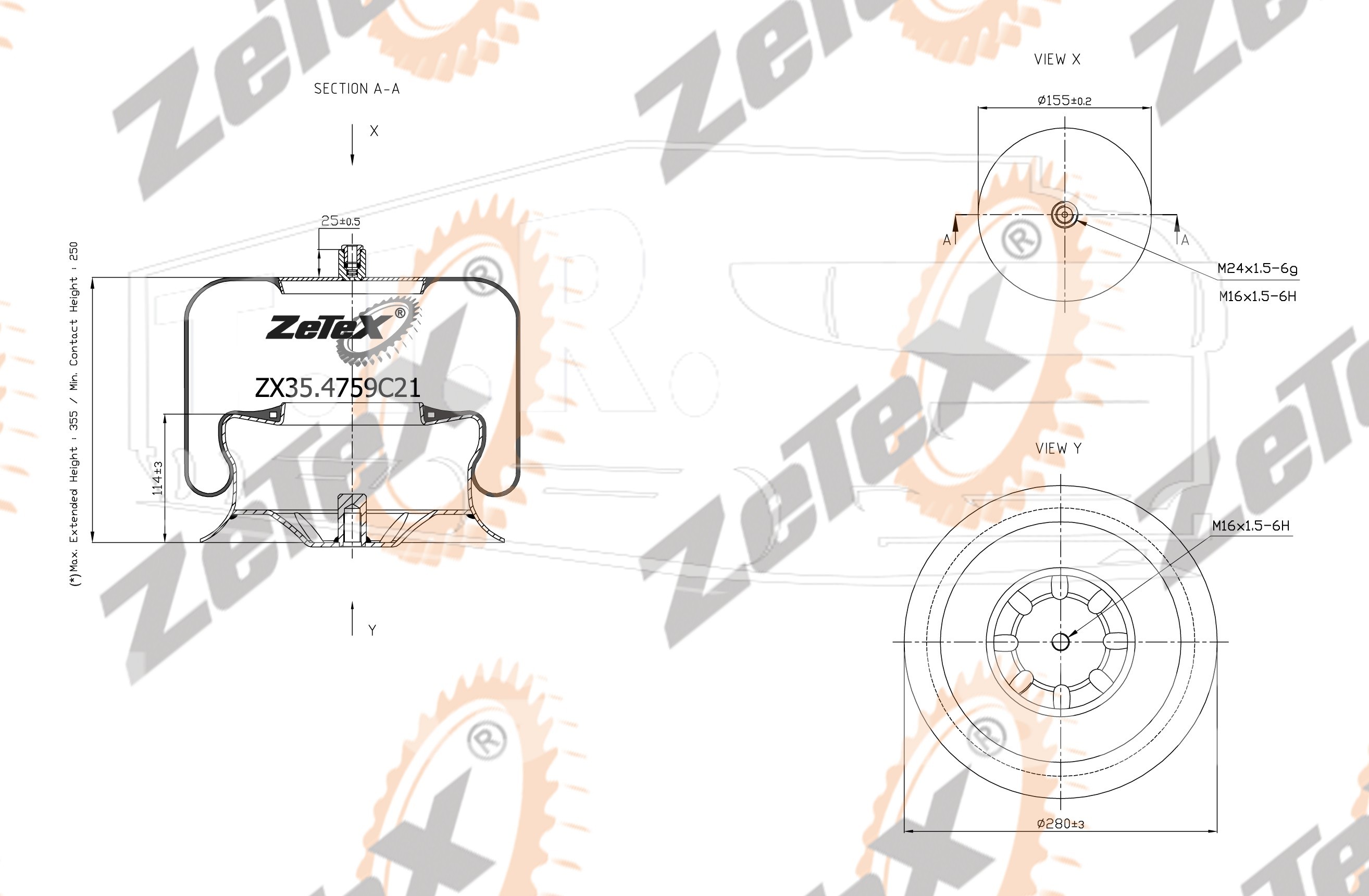 ZX35.4759C21, Пневморессора 4759NP21 металлический стакан — ZeTeX