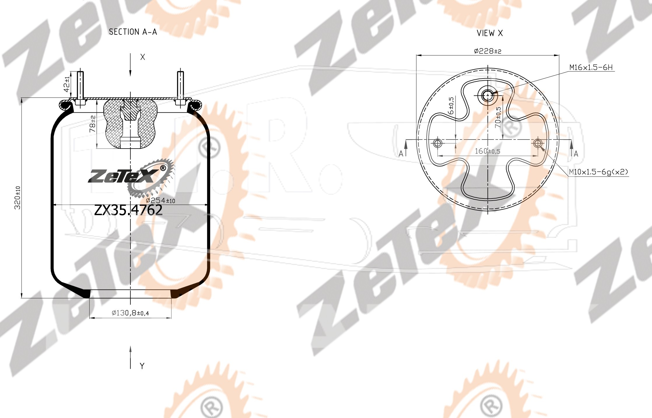ZX35.4762, Пневморессора 6613N без стакана — ZeTeX