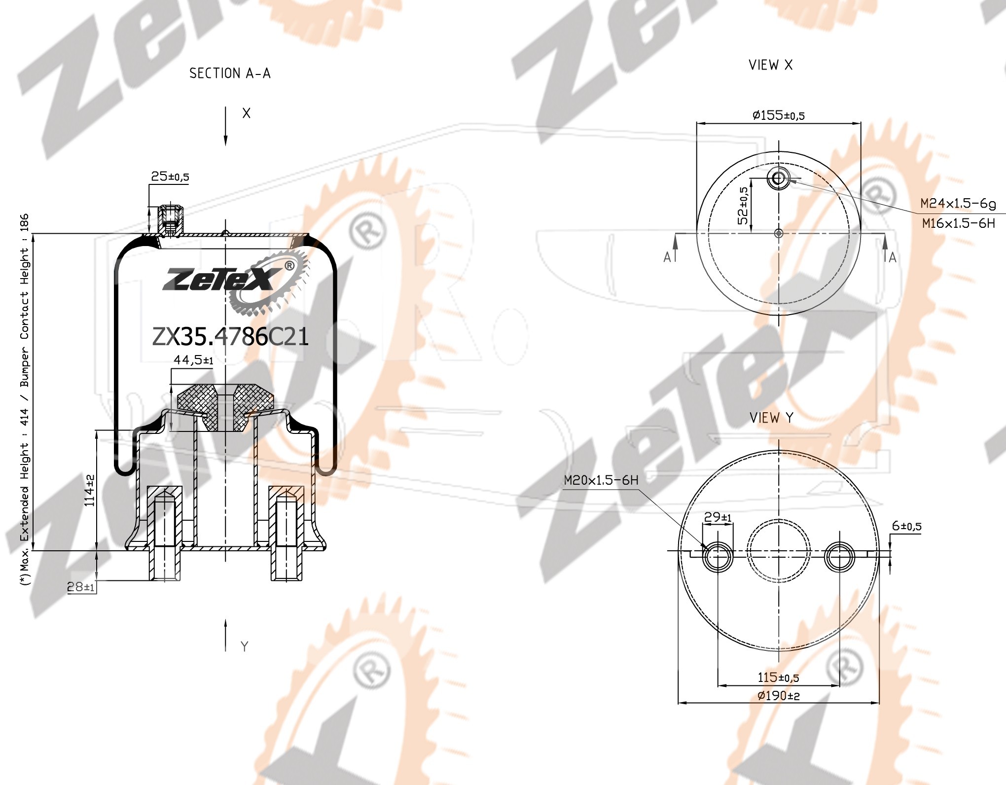 ZX35.4786C21, Пневморессора 4786NP21 металлический стакан — ZeTeX