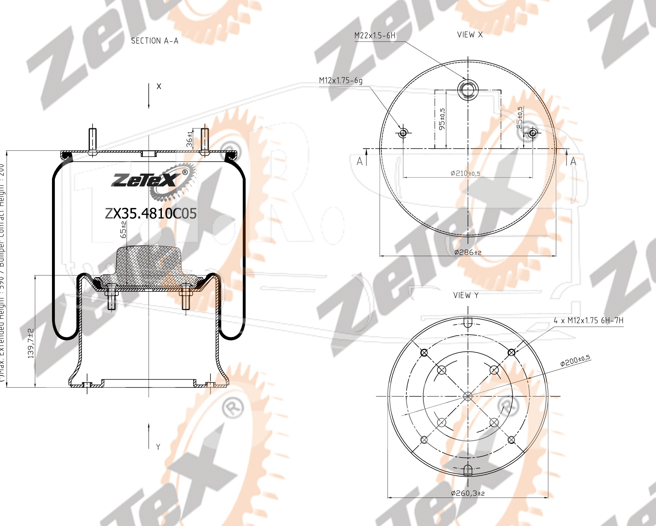 ZX35.4810C05, Пневморессора 4810NP05 металлический стакан SAF291SV — ZeTeX