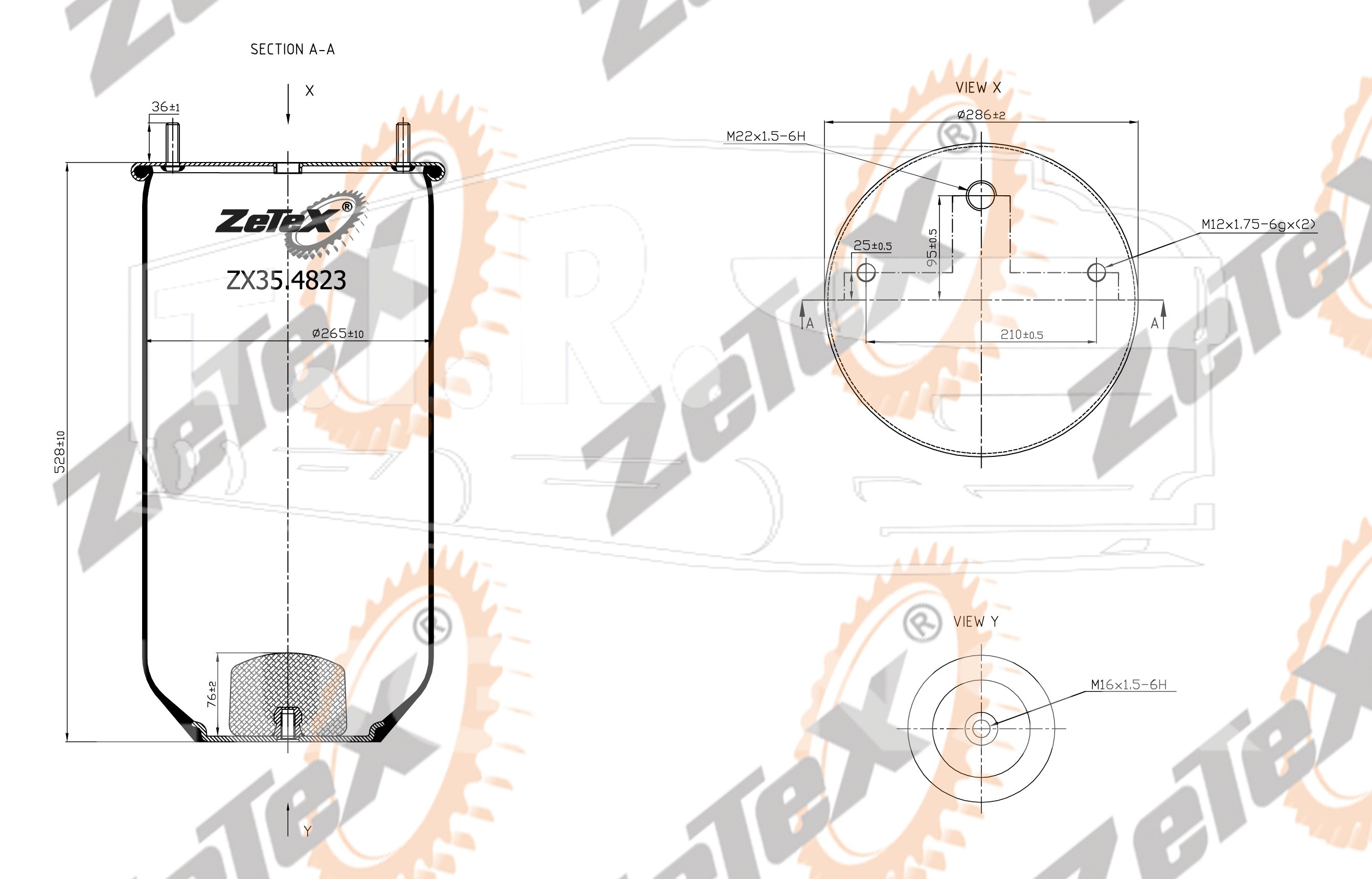 ZX35.4823, Пневморессора без стакана — ZeTeX