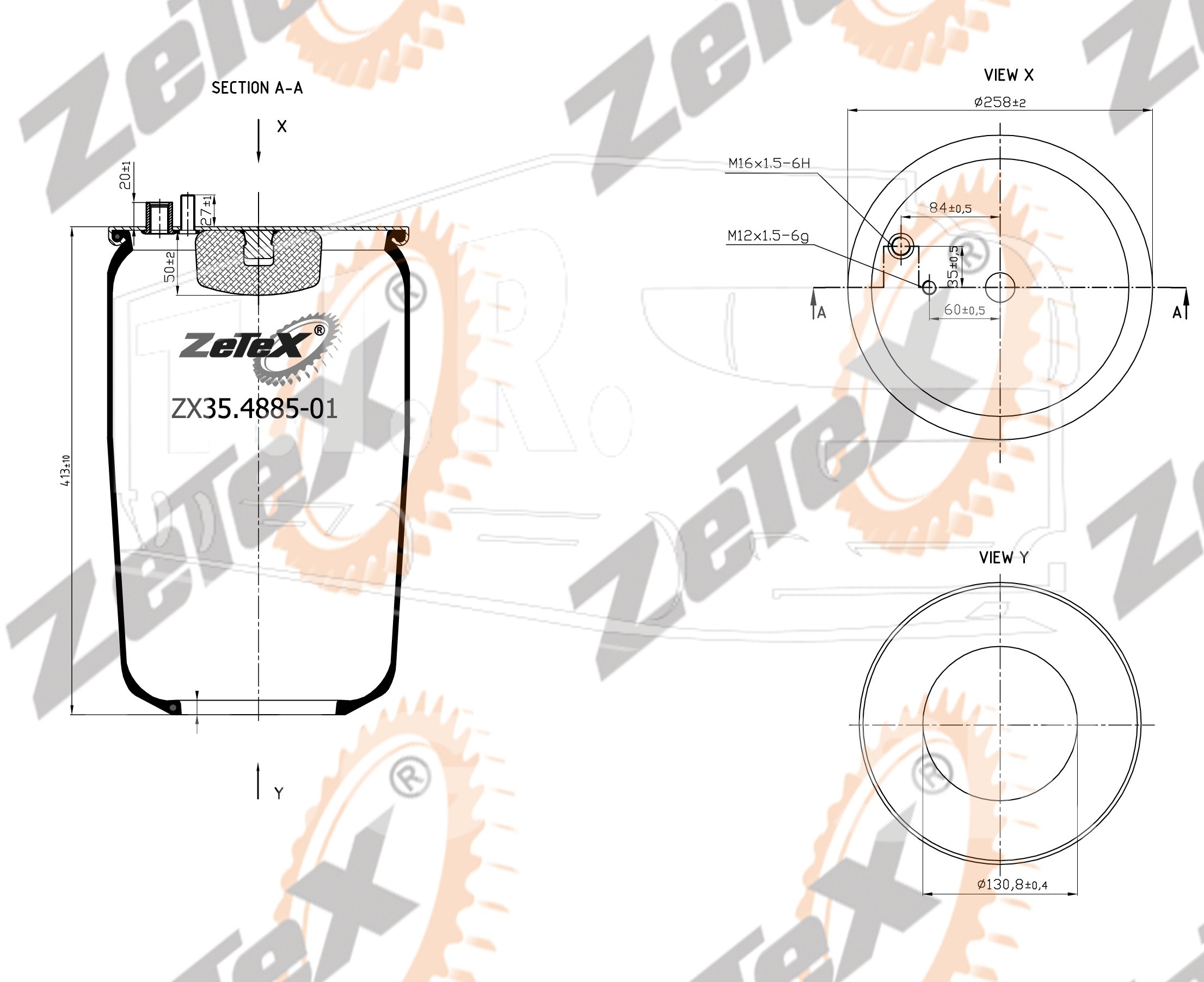ZX35.4885-01, Пневморессора 4885N1P01 без стакана — ZeTeX