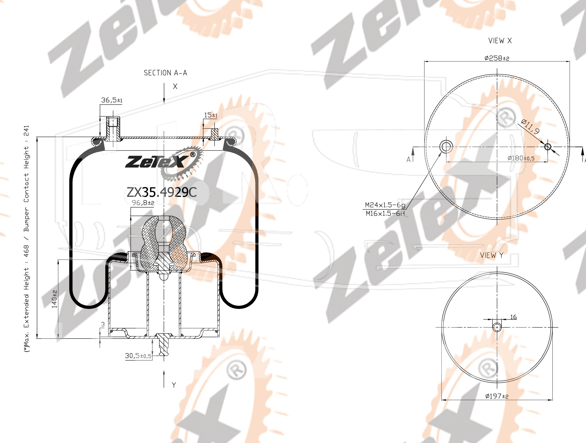 ZX35.4929C, Пневморессора 7420767358 RENAULT металлический стакан — ZeTeX