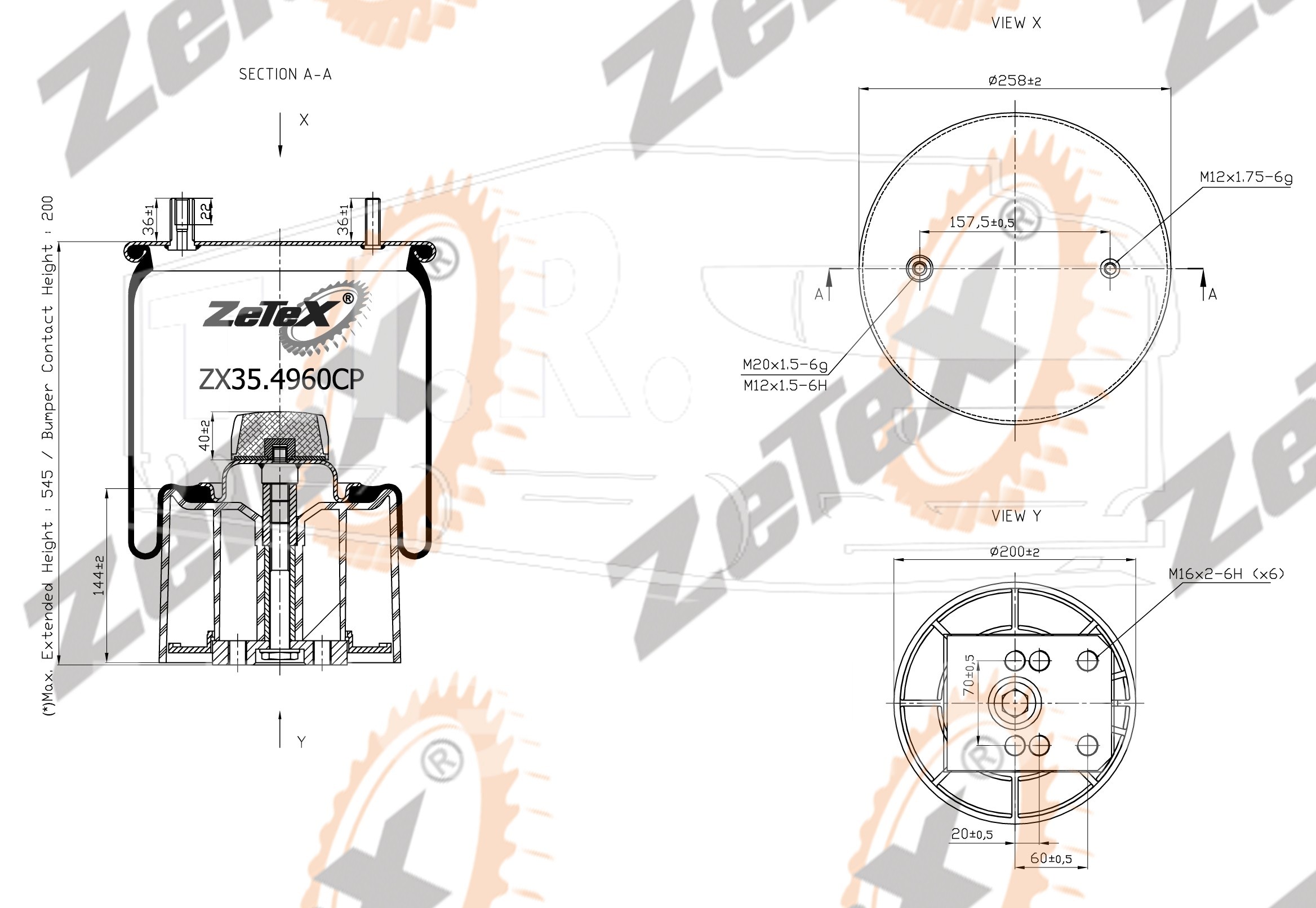 ZX35.4960CP, Пневморессора 4960NP02 пластиковый стакан — ZeTeX